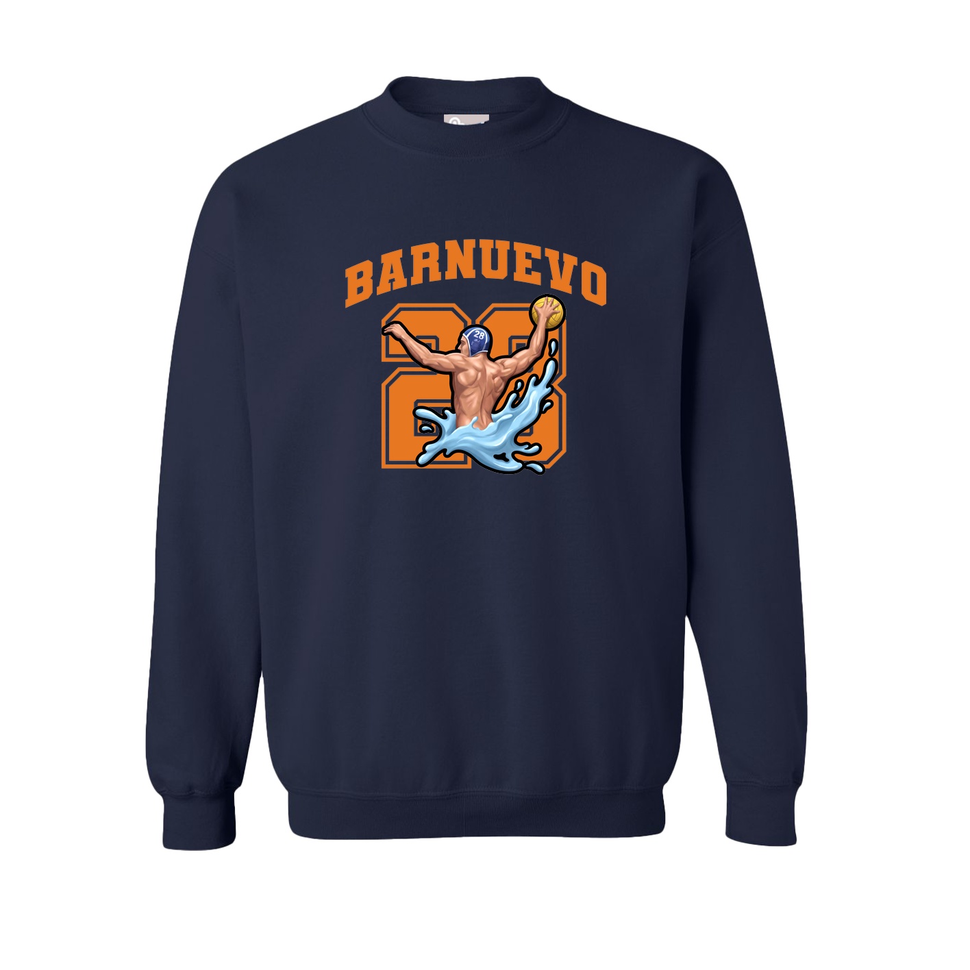 Fleece Crew — Number in Navy