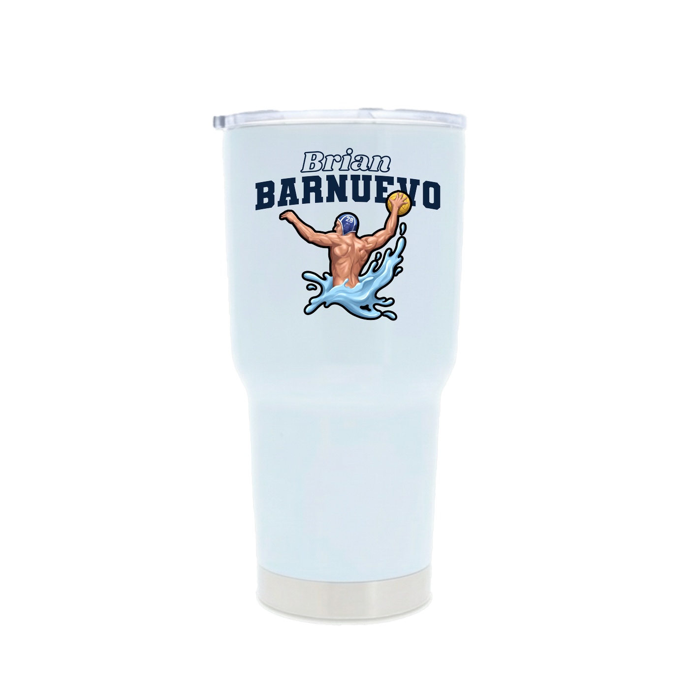 30oz Stainless Steel Tumbler — Name Arch in White