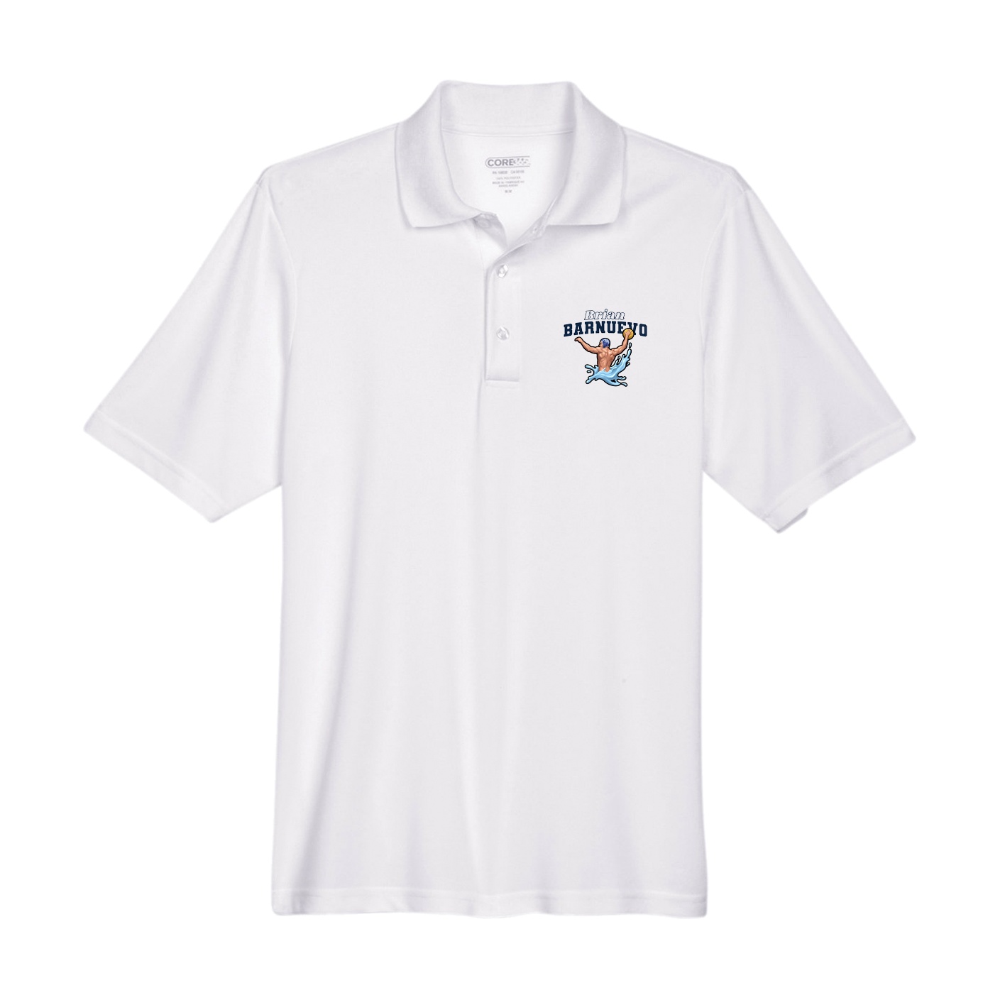 Performance Polo — Name Arch in White