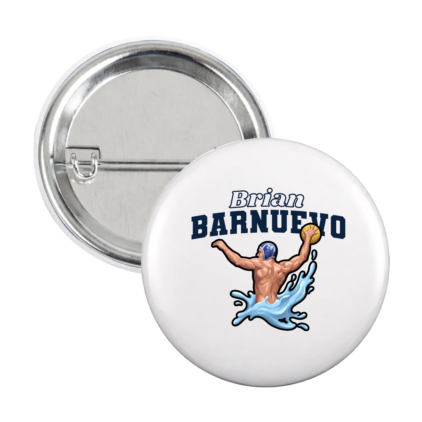 Game Day Button — Name Arch in White