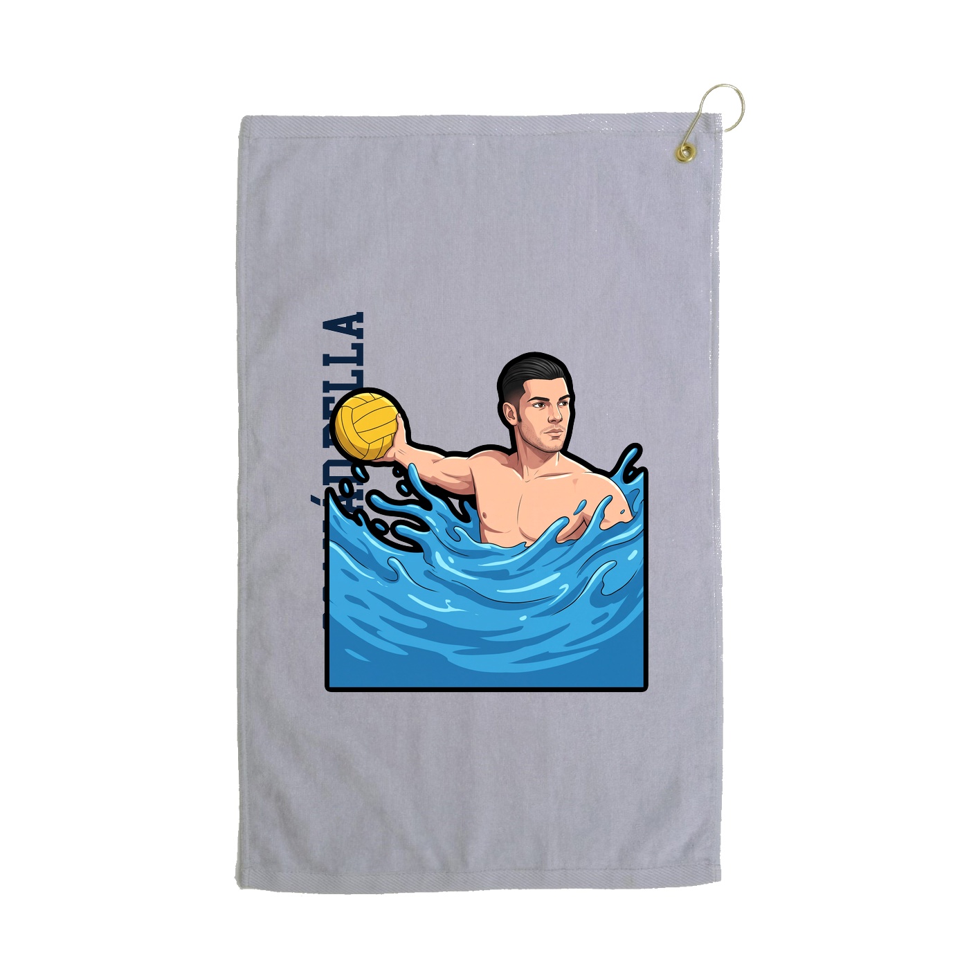 Golf Towel — Name Vertical in Grey