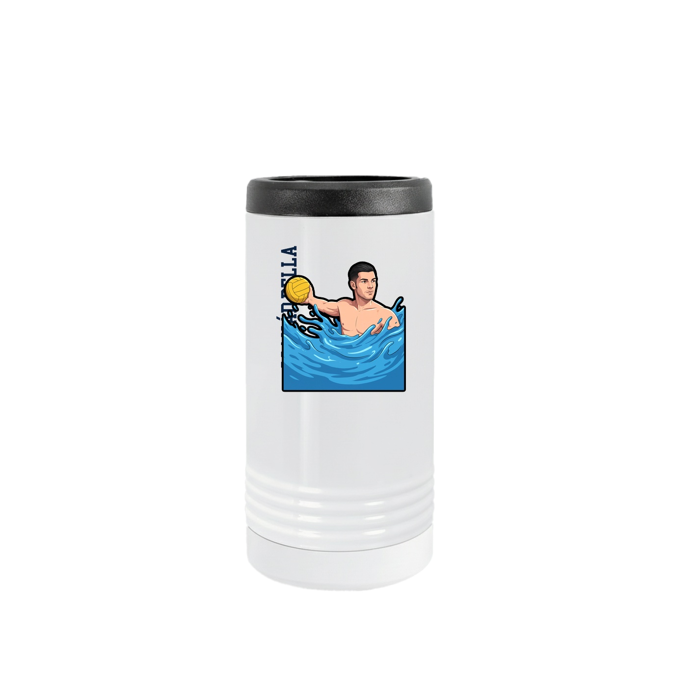 Slim Beverage Holder — Name Vertical in White