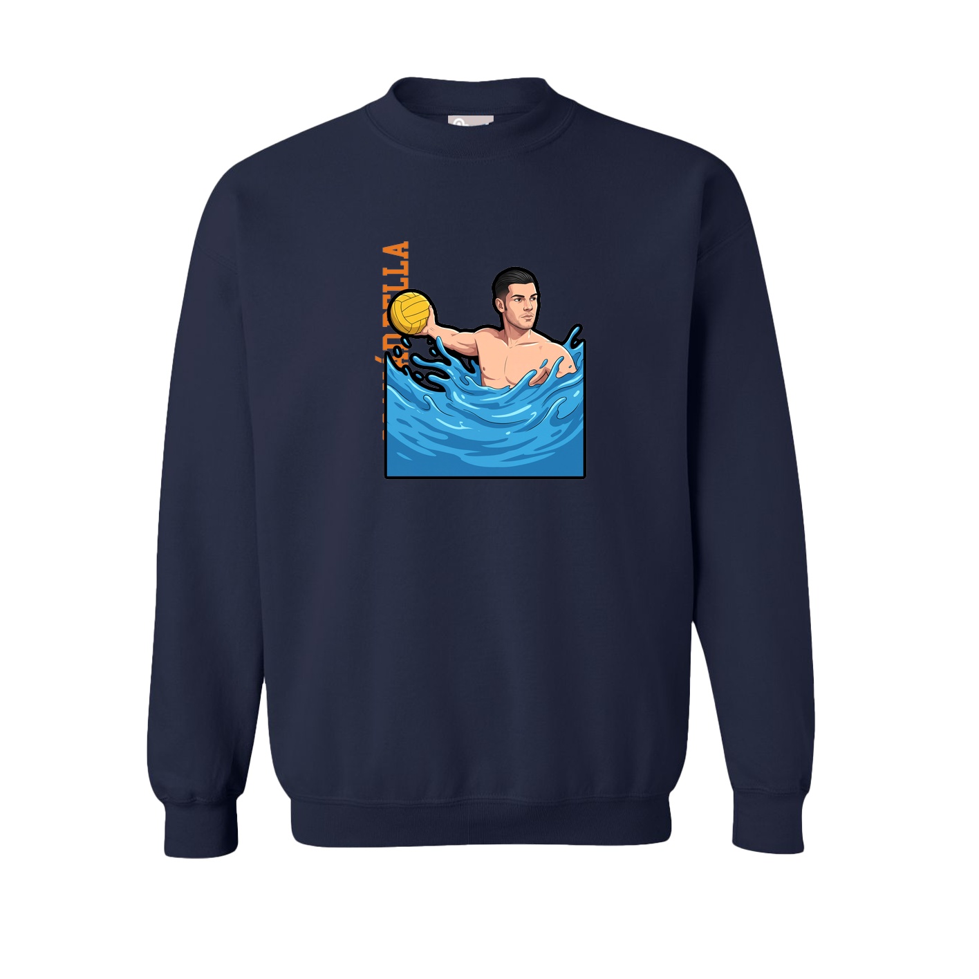 Fleece Crew — Name Vertical in Navy