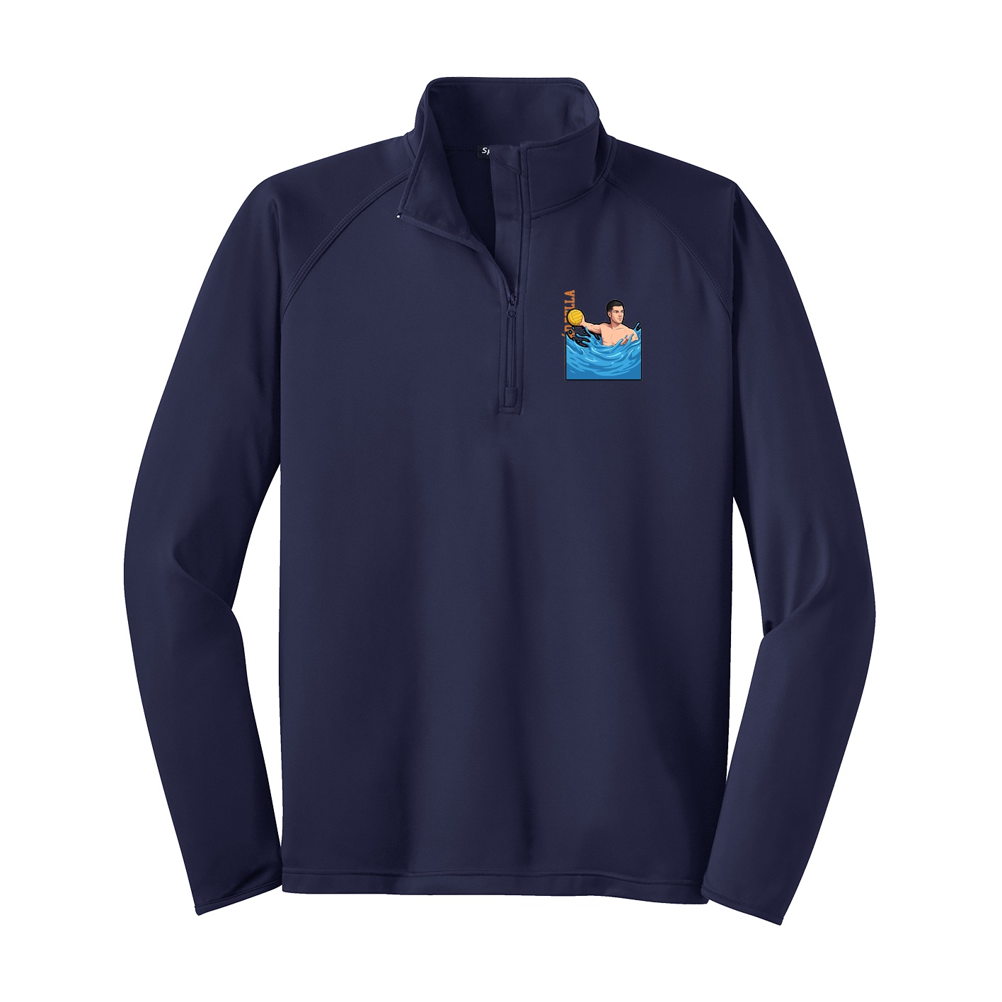 Q-Zip Pullover — Name Vertical in Navy