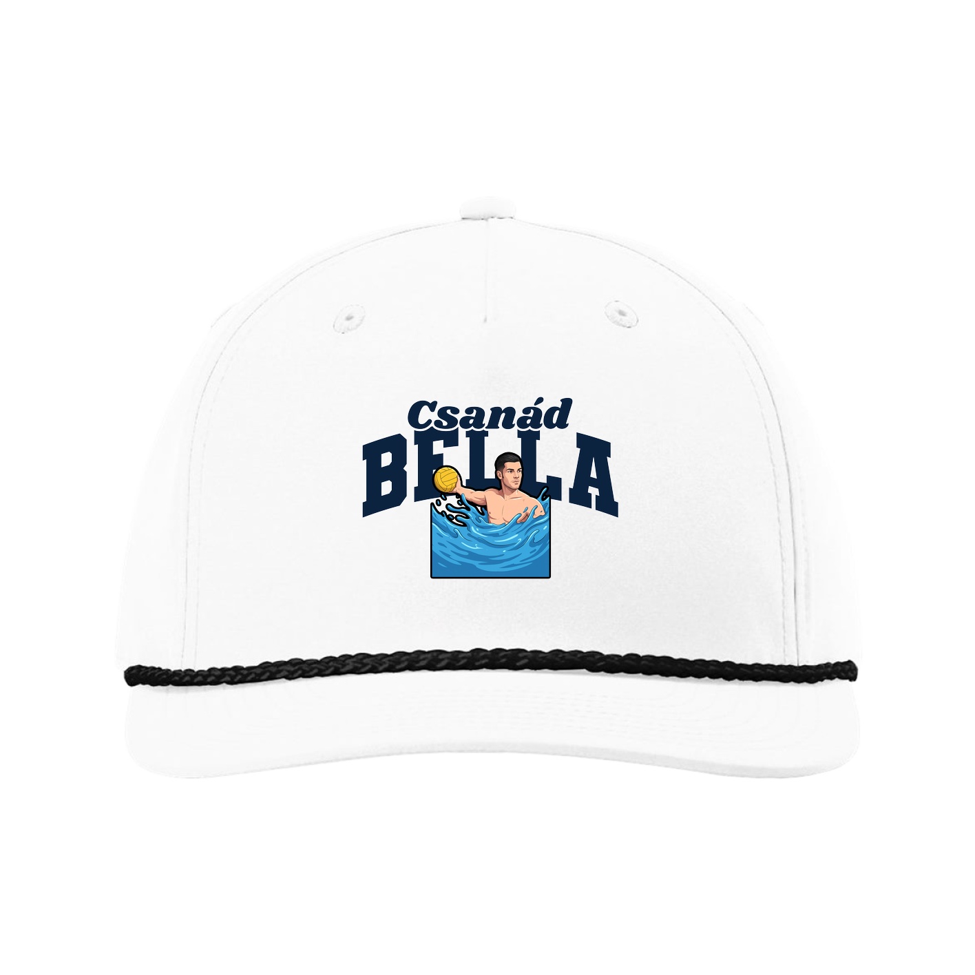 Five-Panel Classic Rope Cap — Signature Arch in White