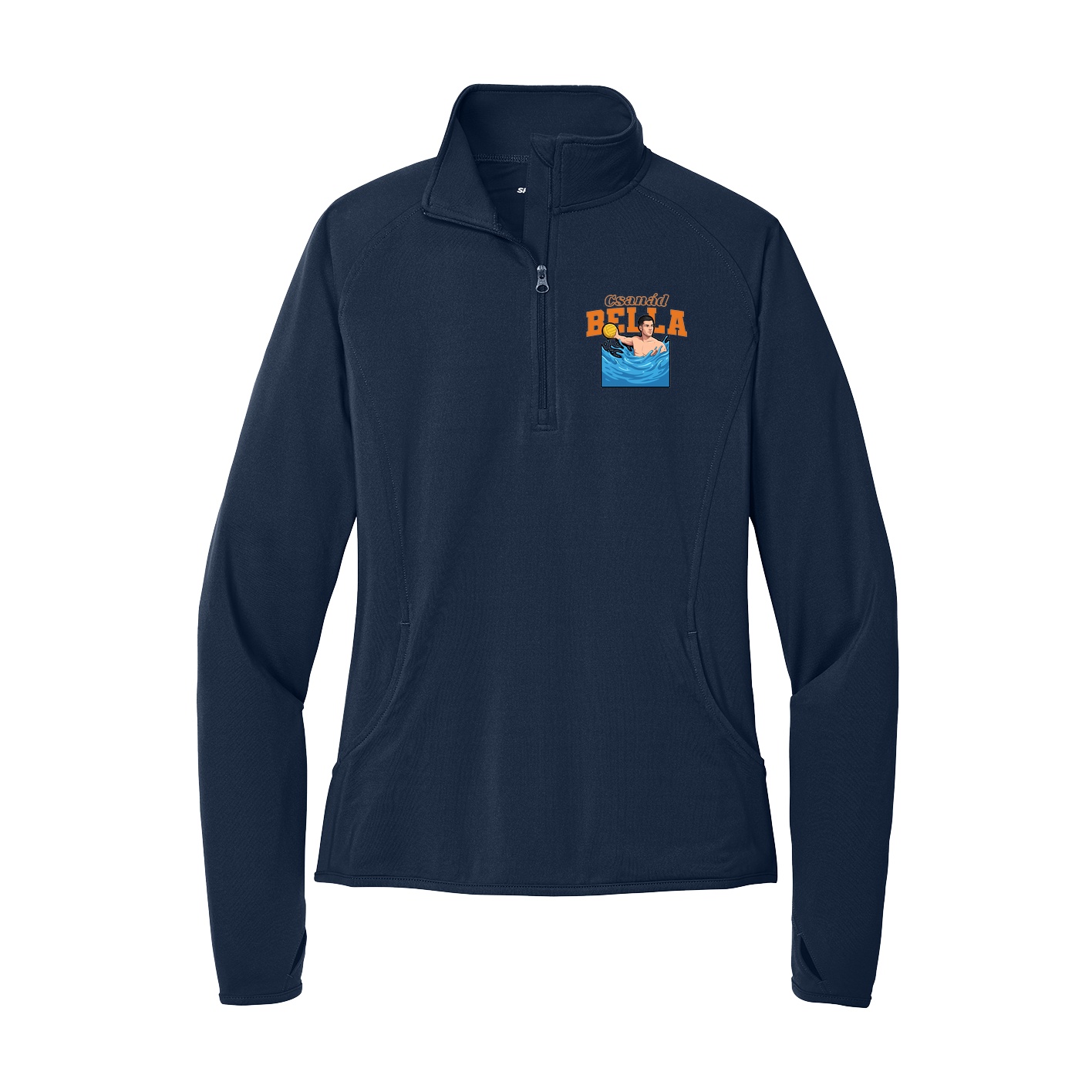 Women's Q-Zip Pullover — Name Arch in Navy