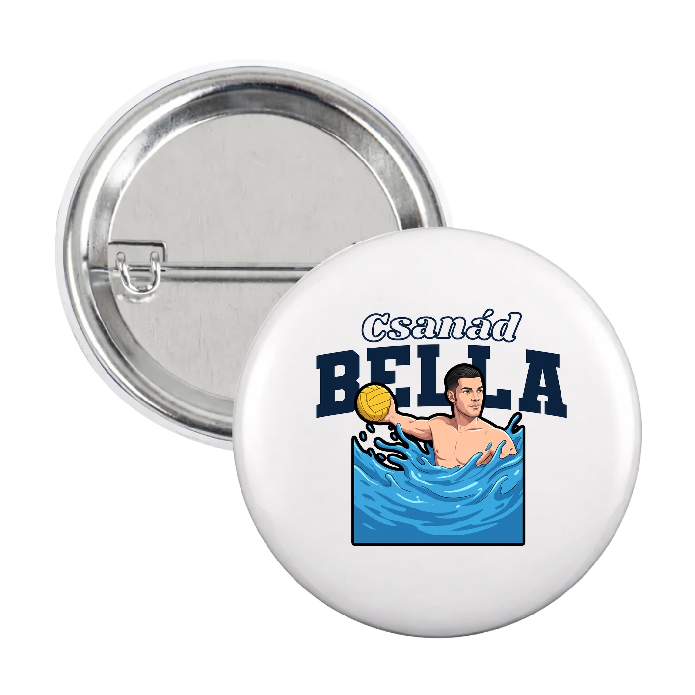 Game Day Button — Name Arch in White