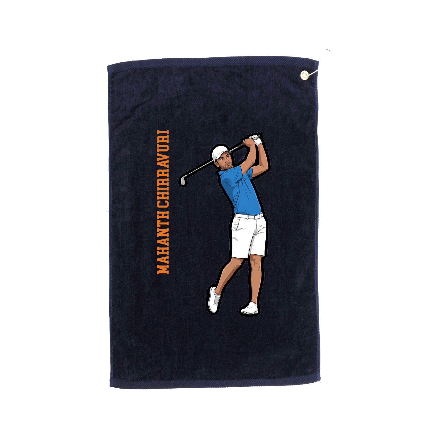 Golf Towel — Name Vertical in Navy