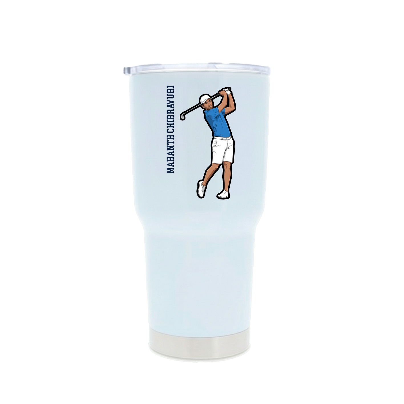 30oz Stainless Steel Tumbler — Name Vertical in White