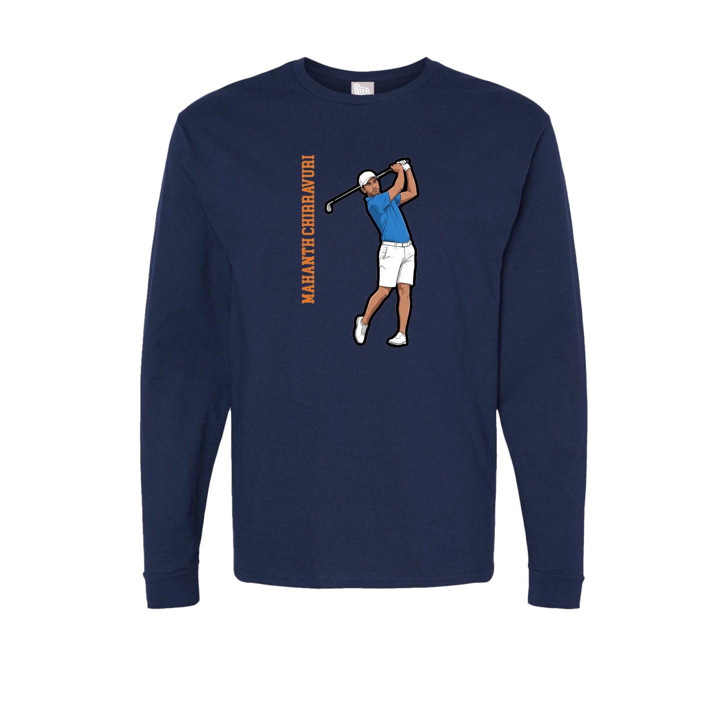 Long Sleeve Tee — Name Vertical in Navy
