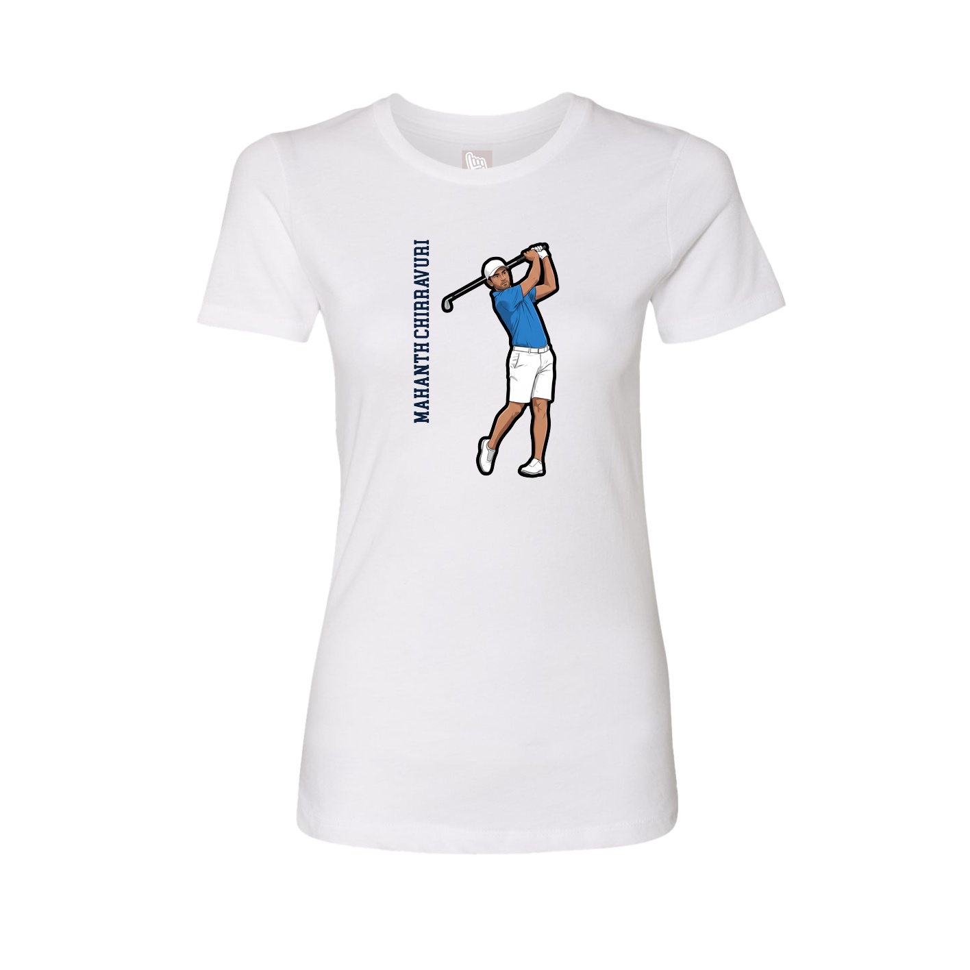 Fitted Women's Tee — Name Vertical in White