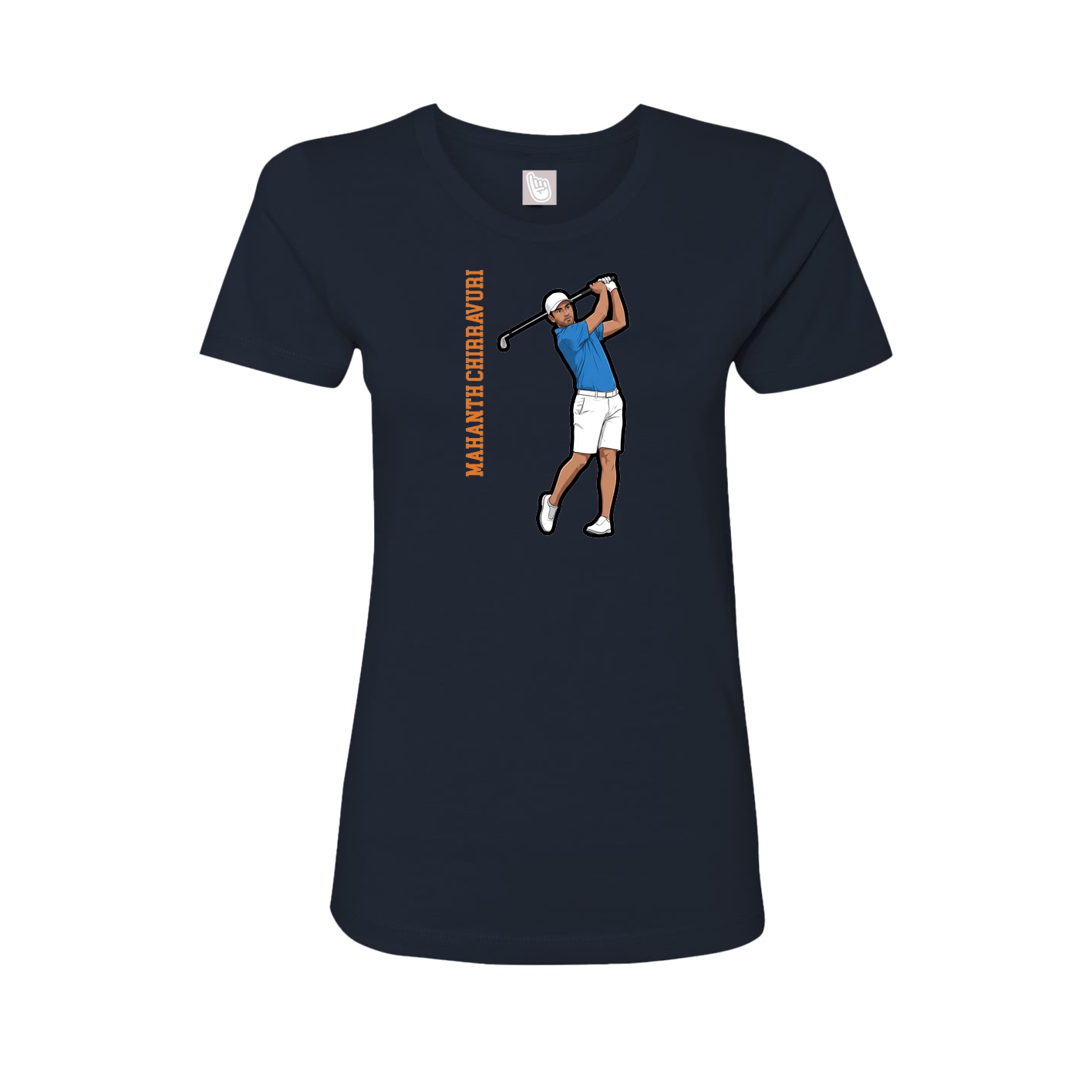 Fitted Women's Tee — Name Vertical in Navy