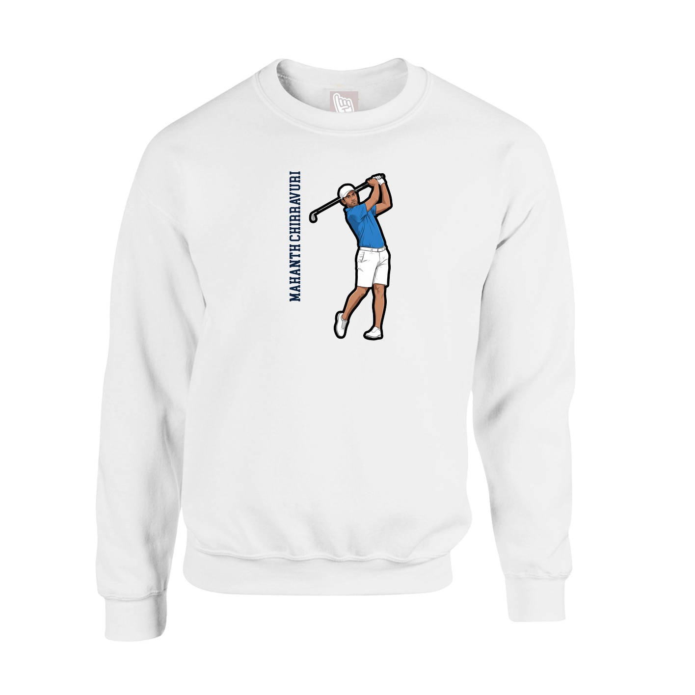 Fleece Crew — Name Vertical in White