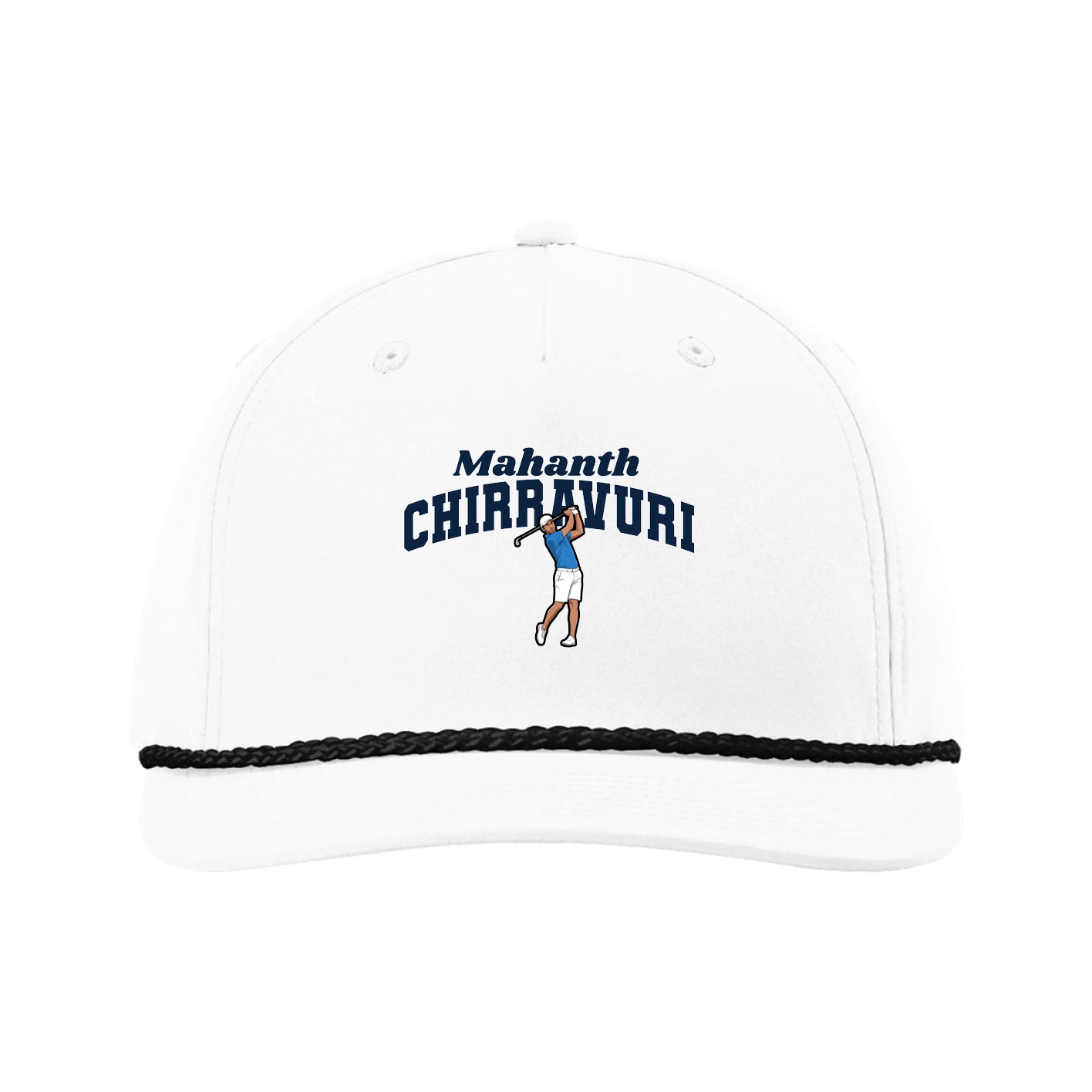 Five-Panel Classic Rope Cap — Signature Arch in White