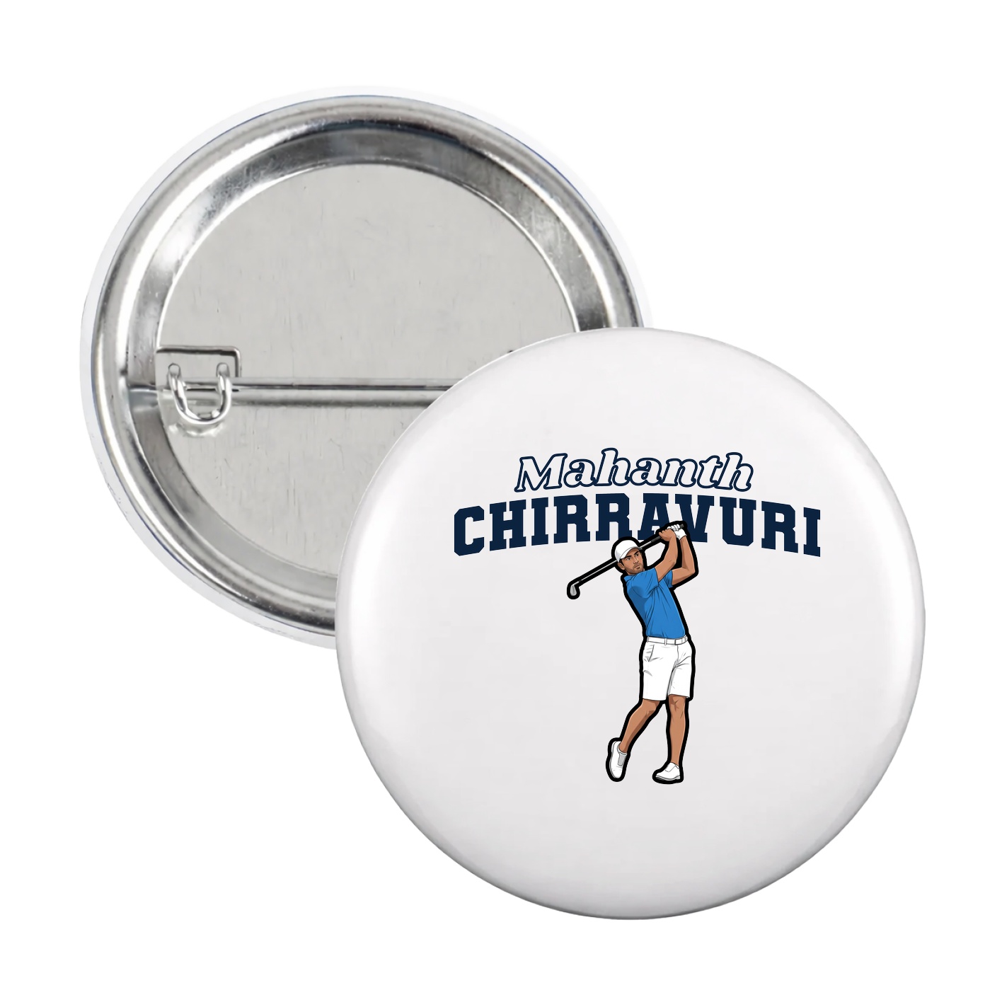 Game Day Button — Name Arch in White