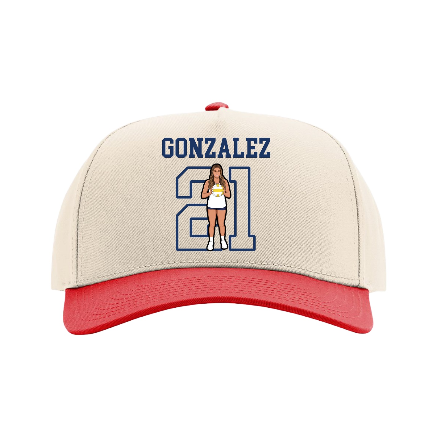 Full Fabric Five-Panel Champ Cap — Shirsey in Cream/Red