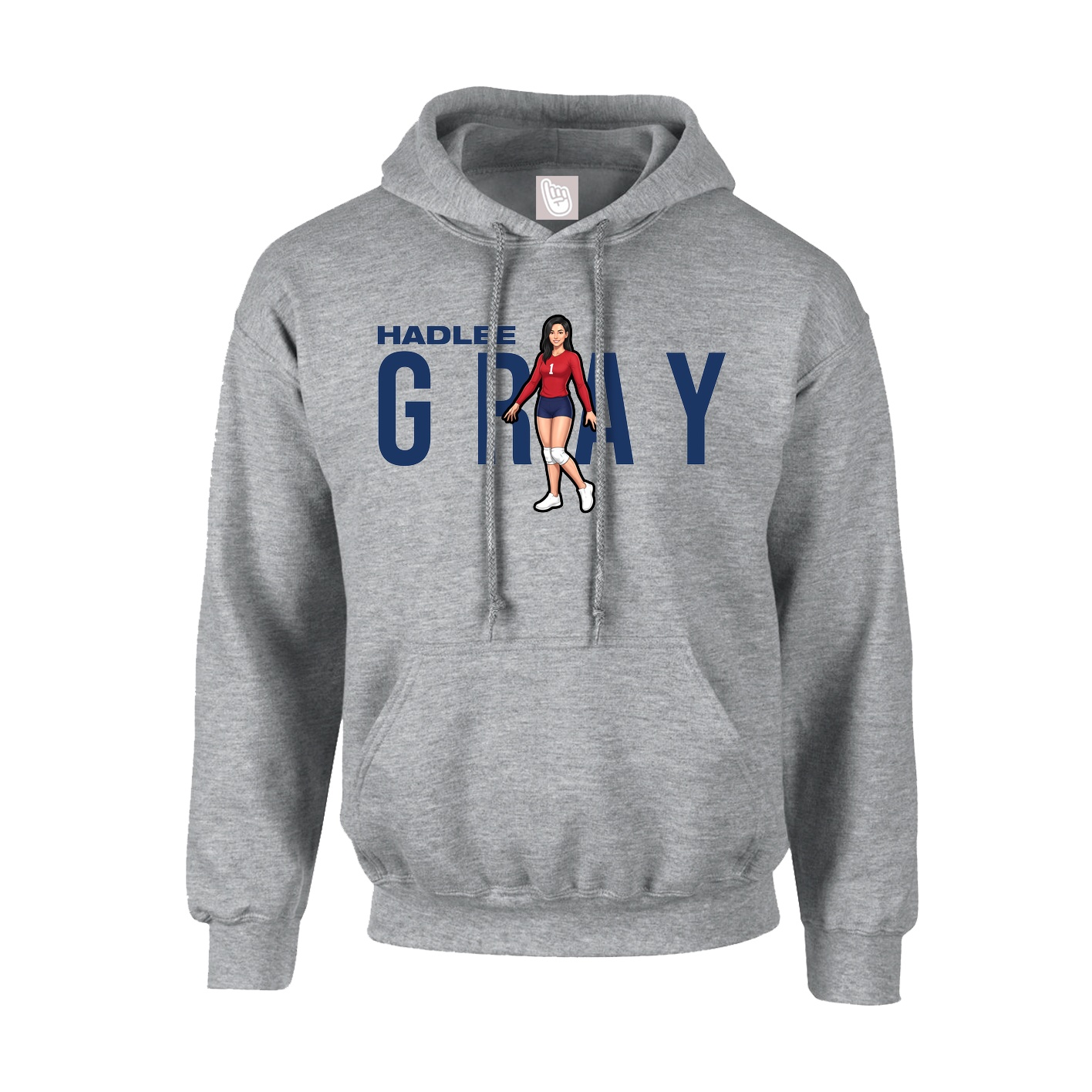 Youth Hoodie — Player Name in Grey