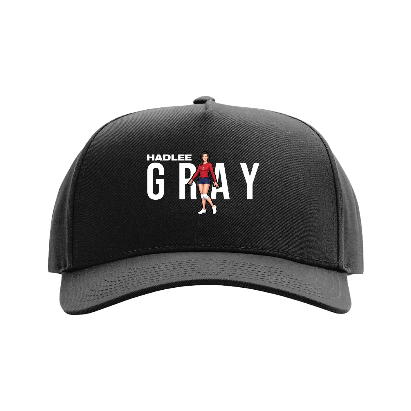 Full Fabric Five-Panel Champ Cap — Player Name in Black