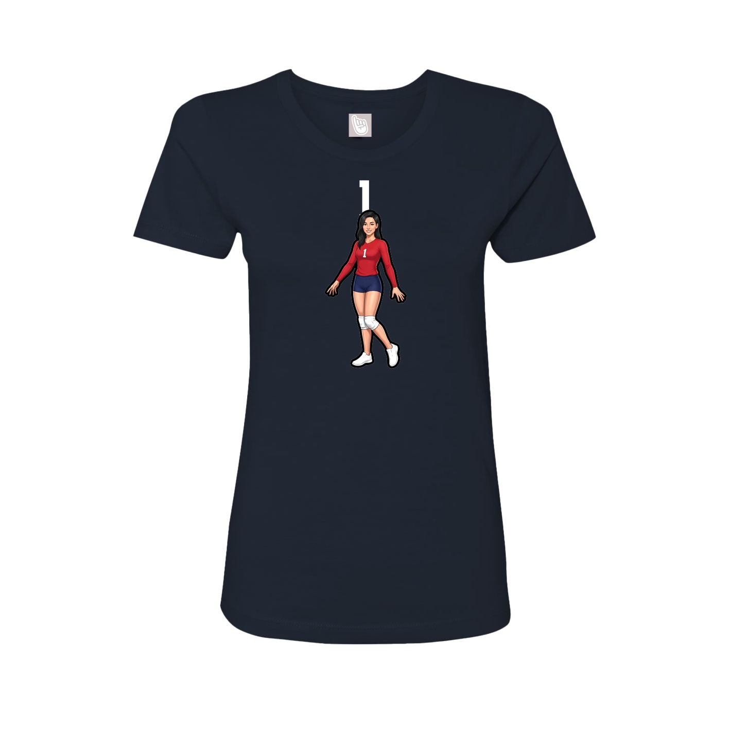Fitted Women's Tee — Number Top in Navy