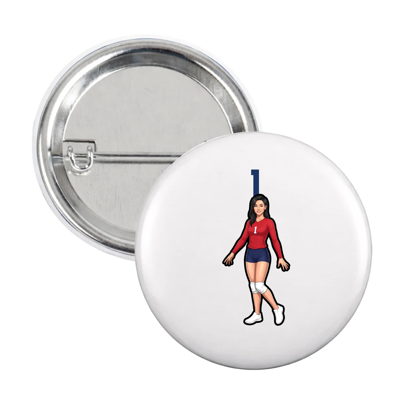 Game Day Button — Number Top in White