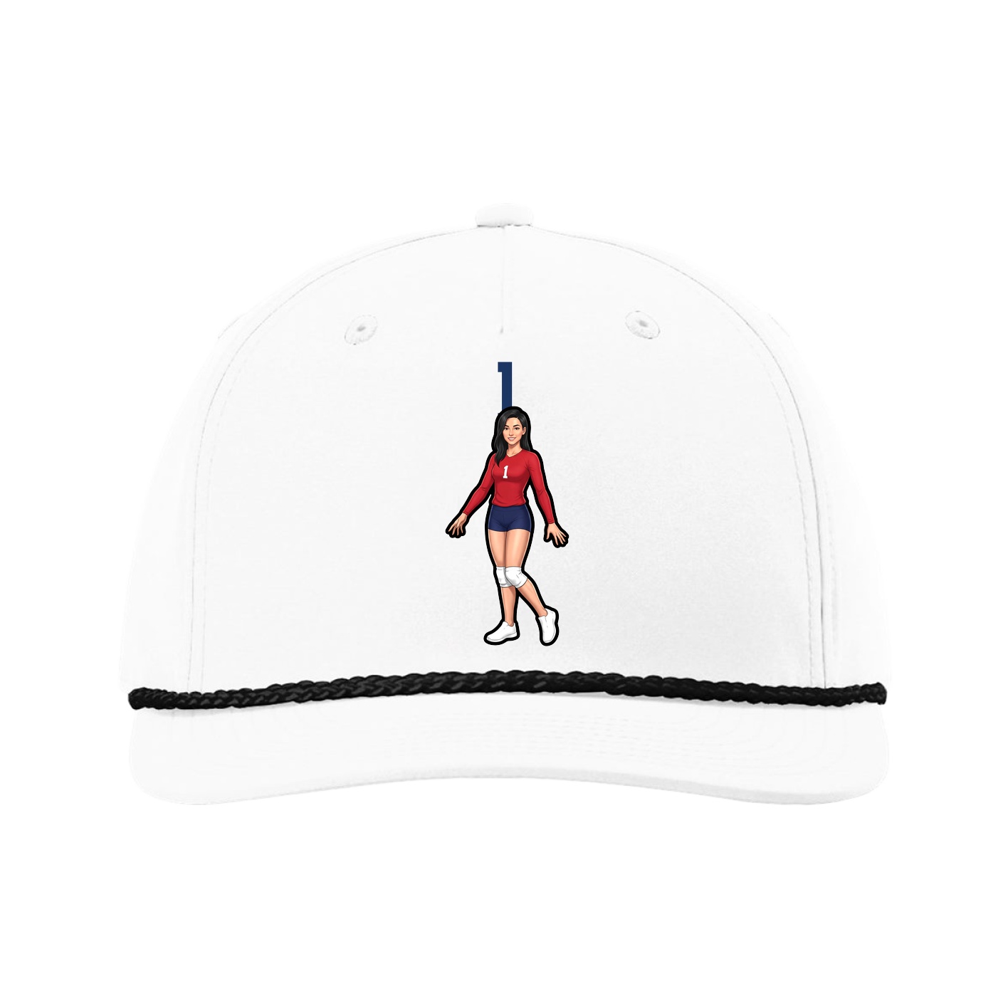 Five-Panel Classic Rope Cap — Number Top in White