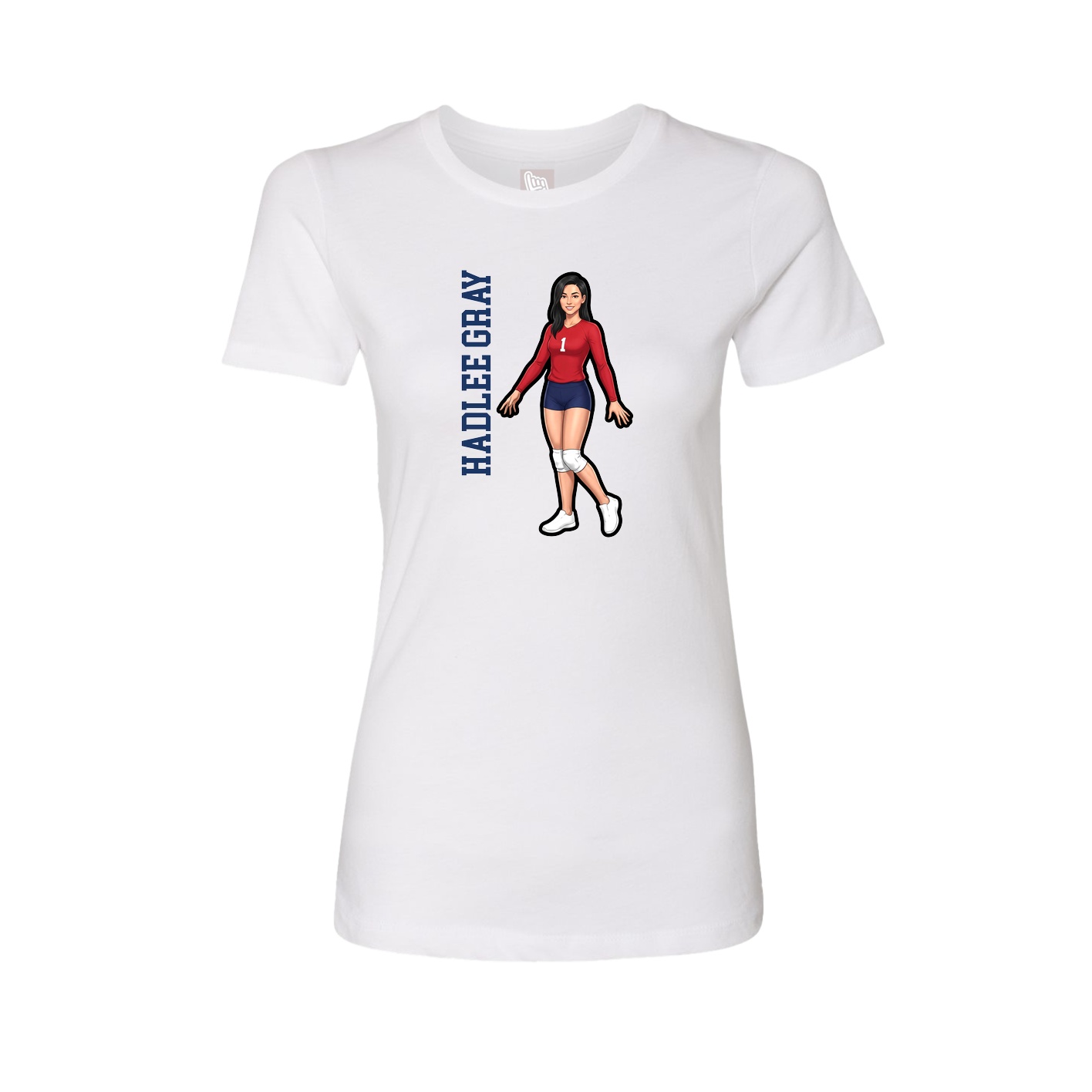 Fitted Women's Tee — Name Vertical in White