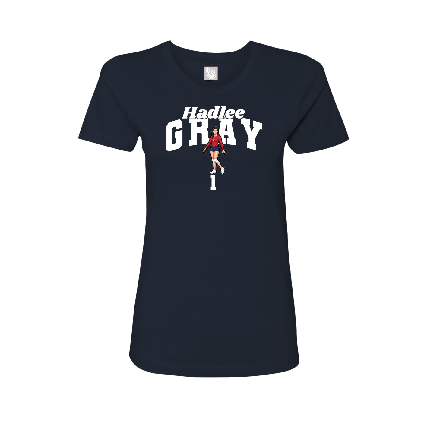 Fitted Women's Tee — Signature Arch in Navy