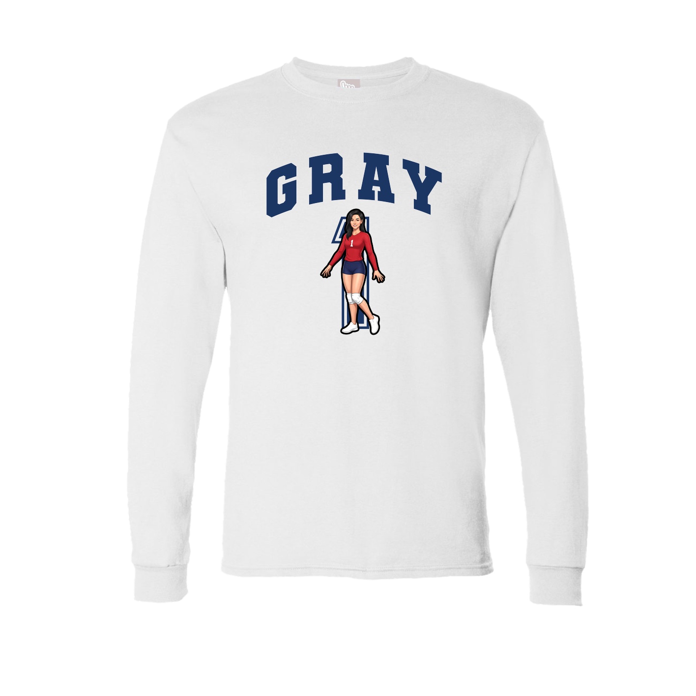 Long Sleeve Tee — Number in White