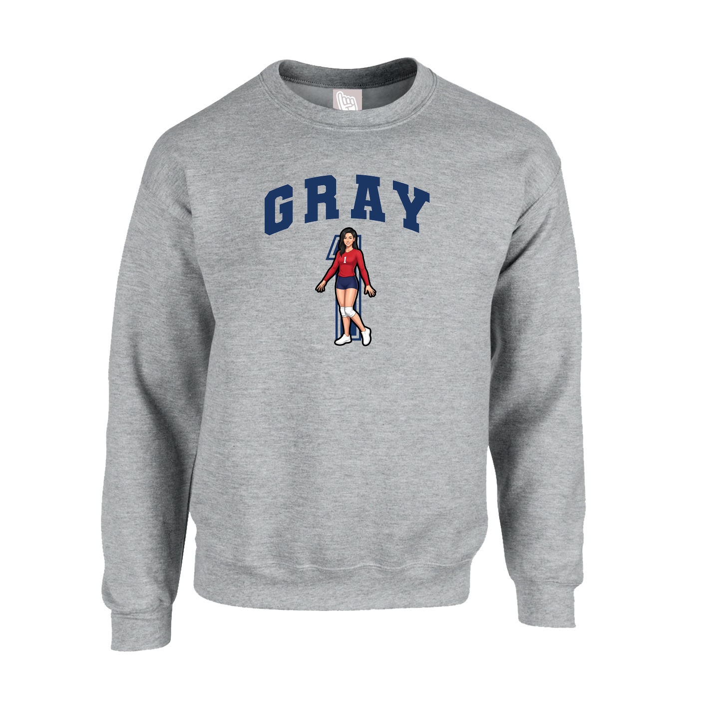 Fleece Crew — Number in Grey