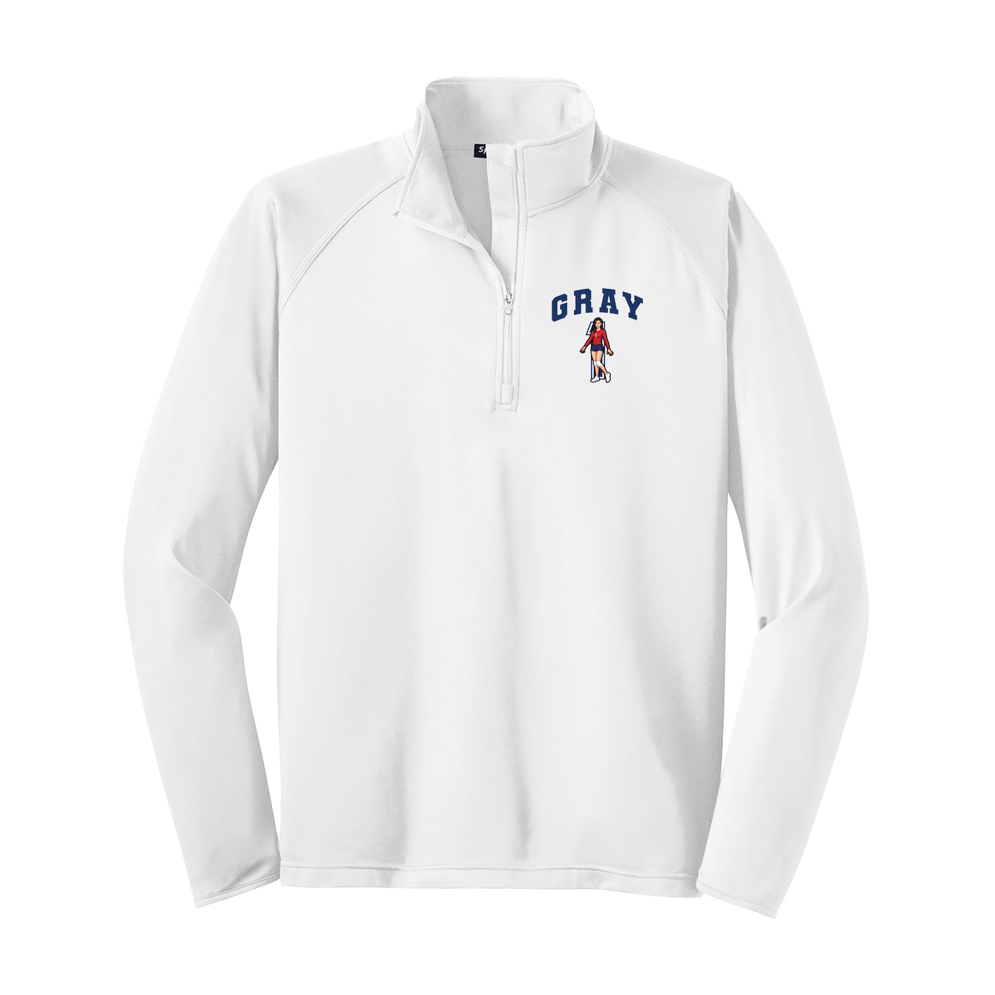 Q-Zip Pullover — Number in White