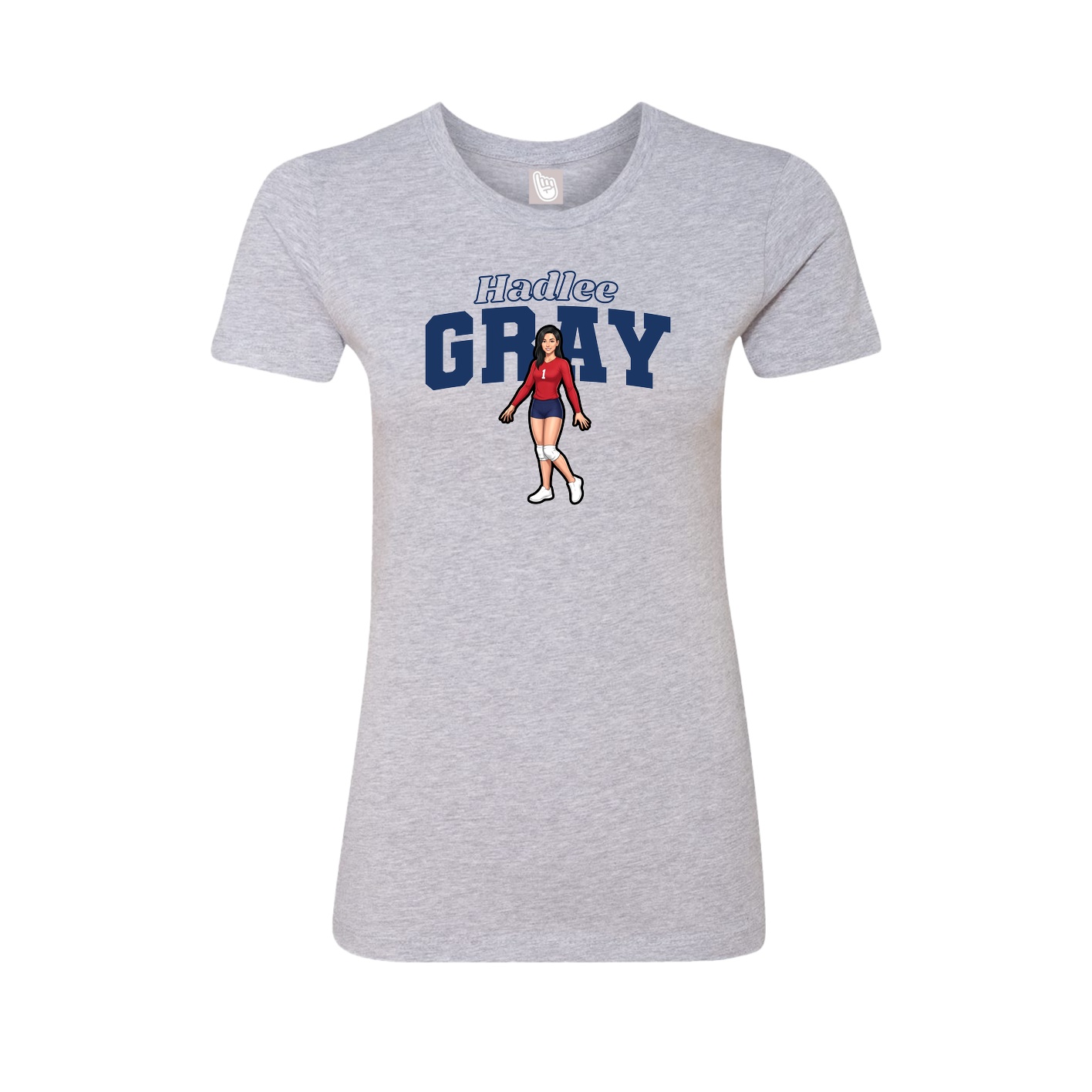 Fitted Women's Tee — Name Arch in Grey