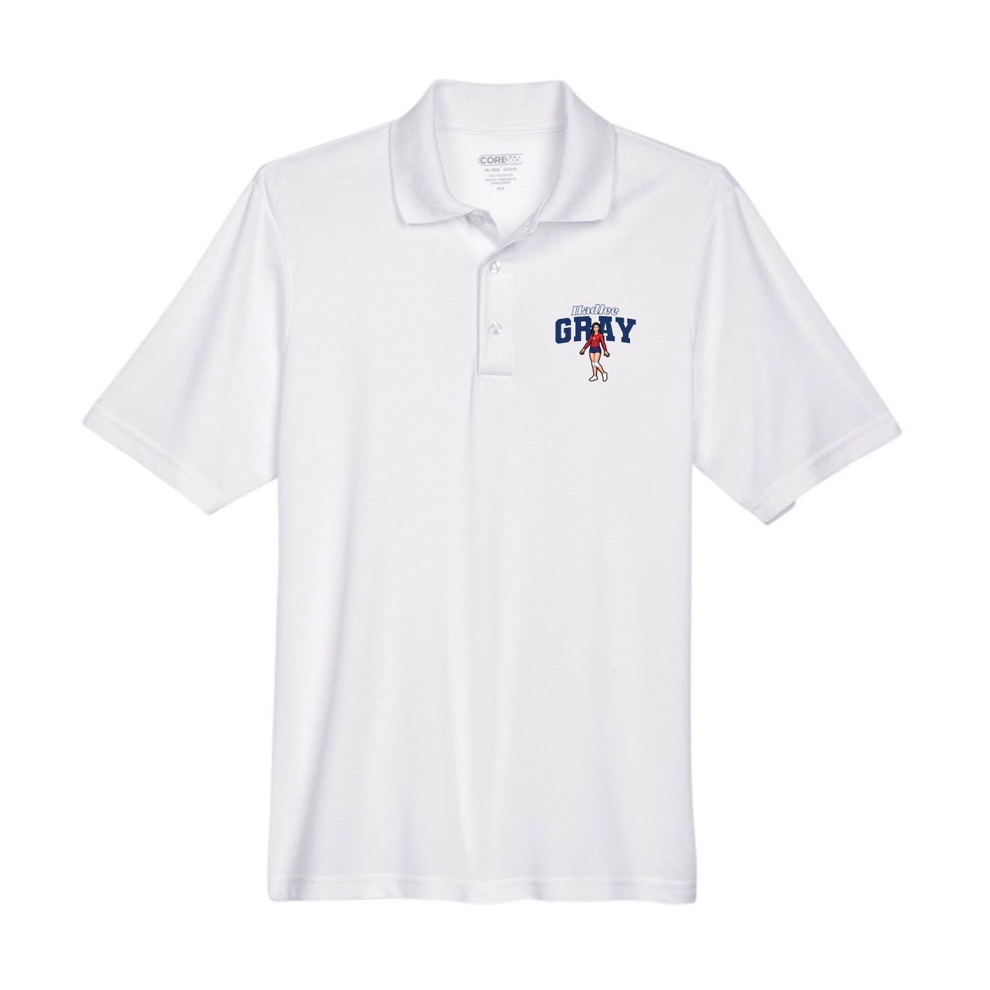 Performance Polo — Name Arch in White