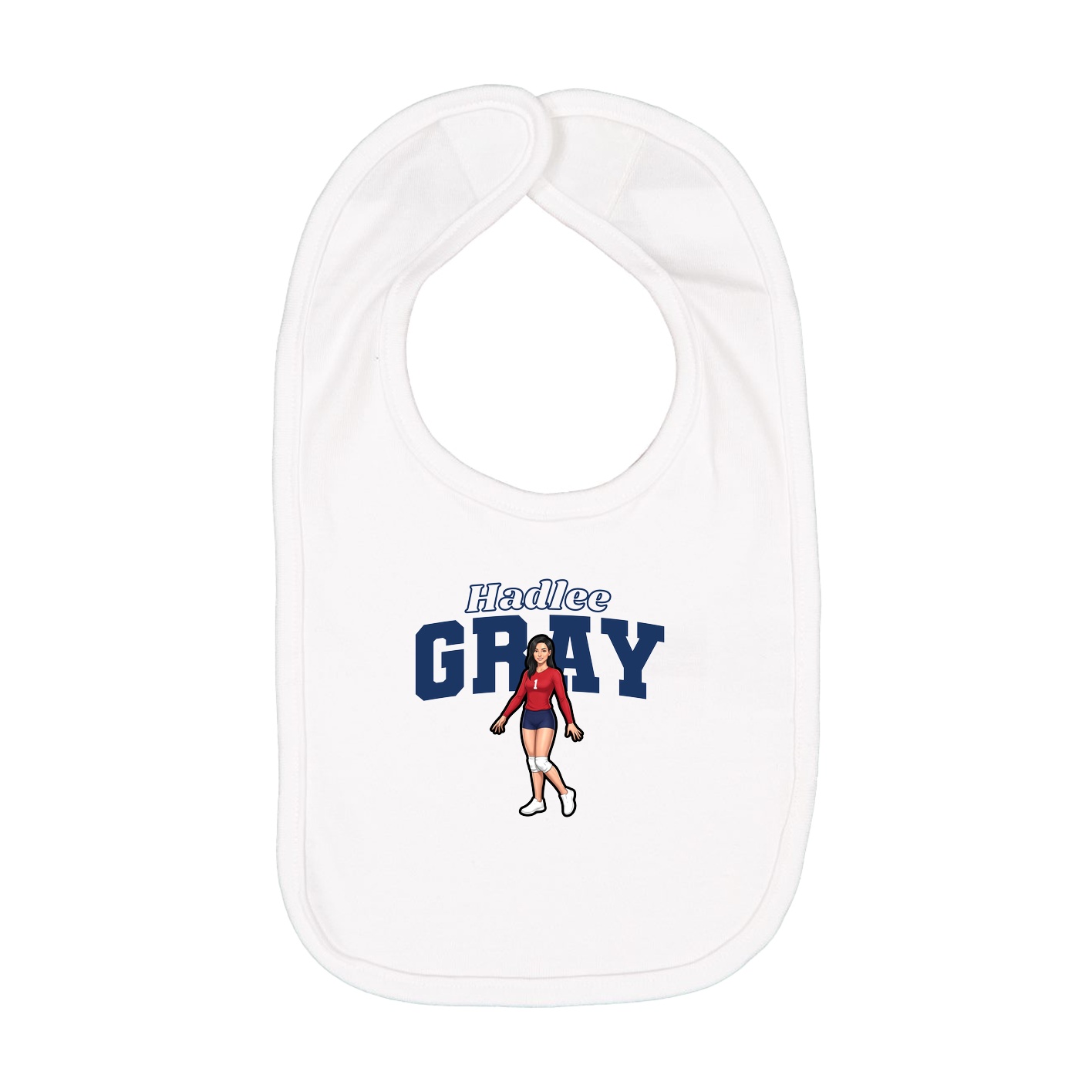 Infant Bib — Name Arch in White