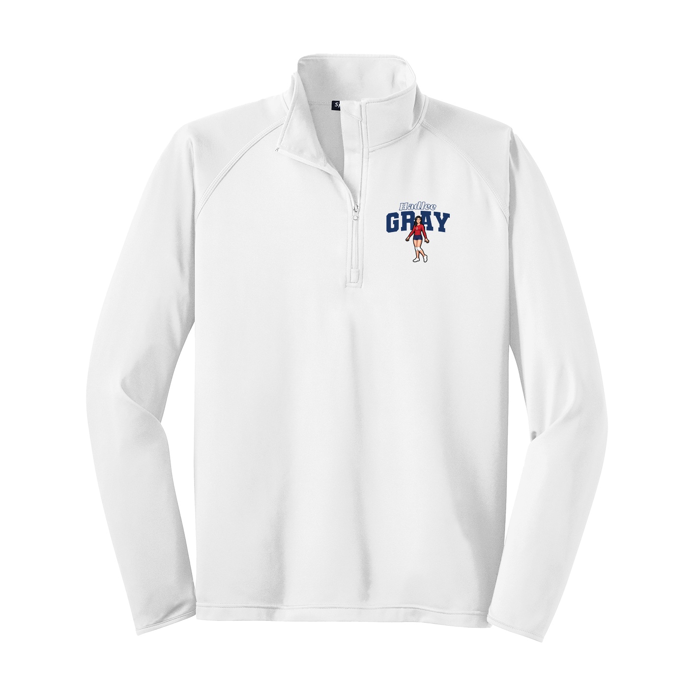 Q-Zip Pullover — Name Arch in White