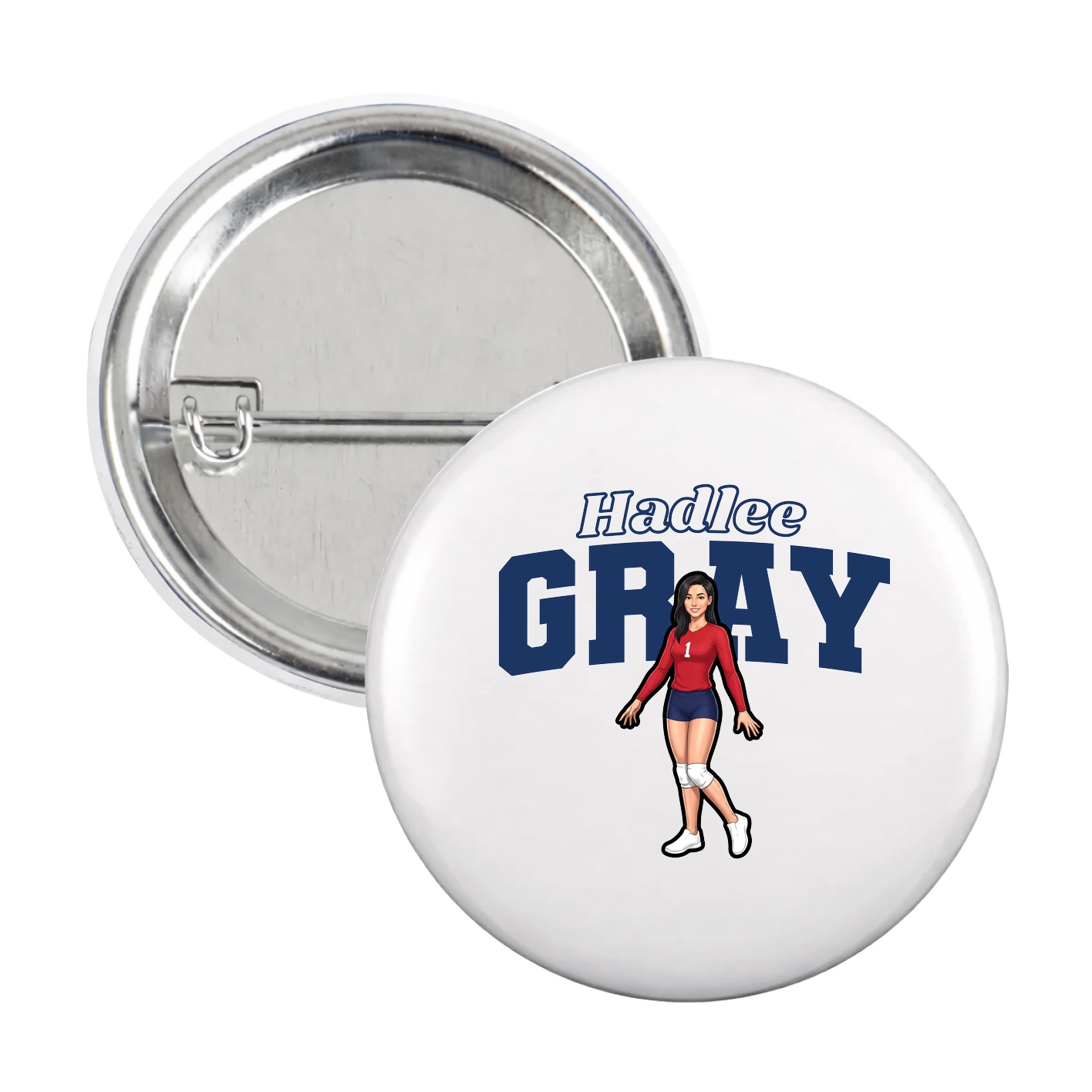 Game Day Button — Name Arch in White