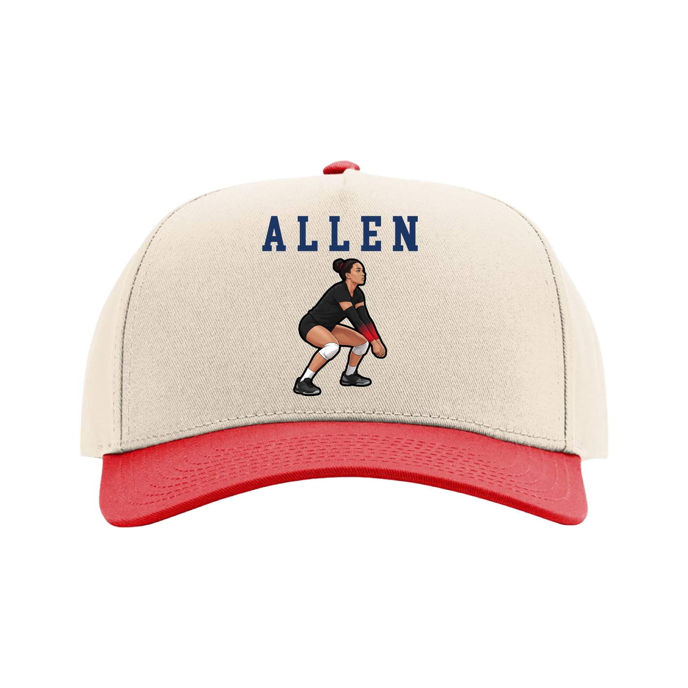 Full Fabric Five-Panel Champ Cap — Shirsey in Cream/Red