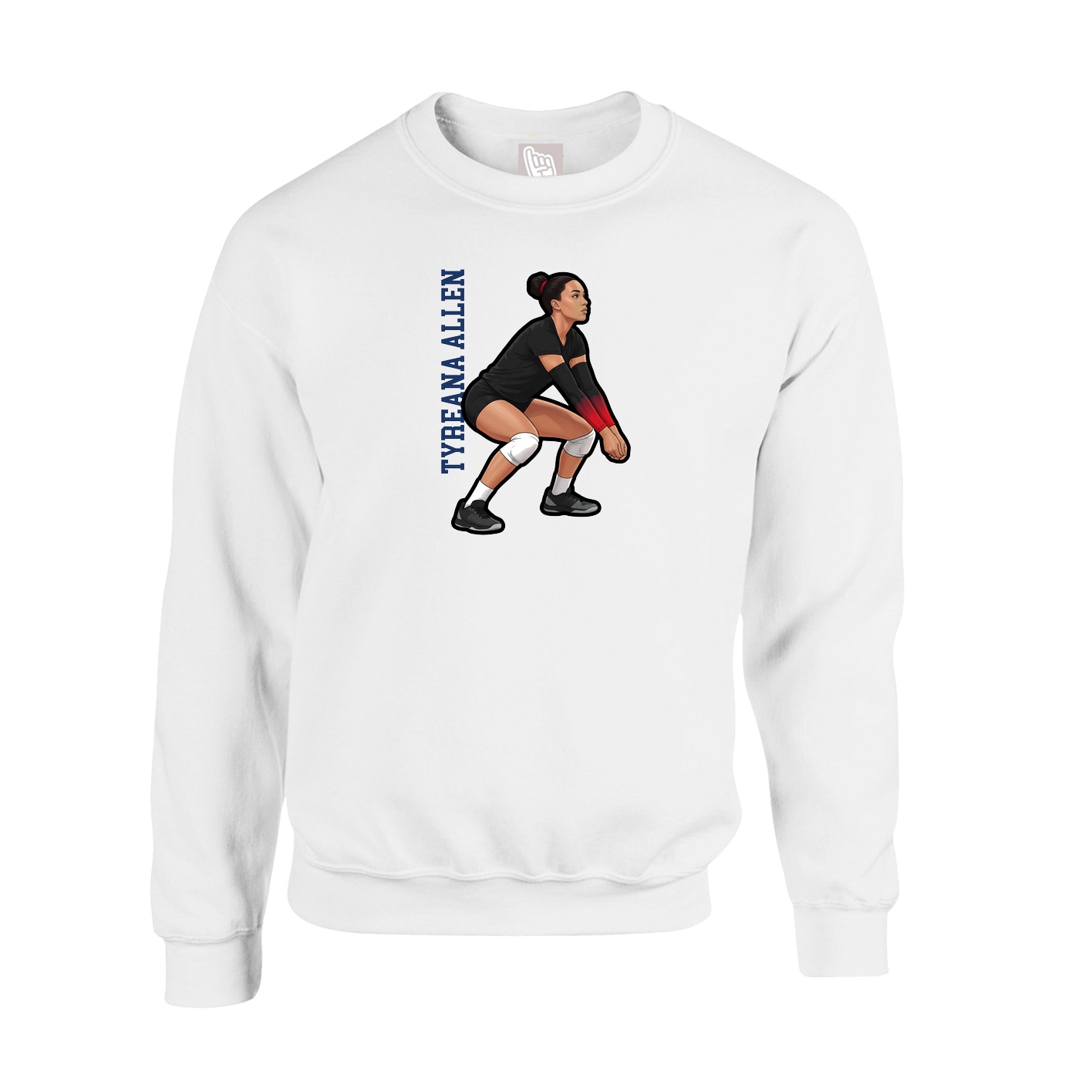 Fleece Crew — Name Vertical in White