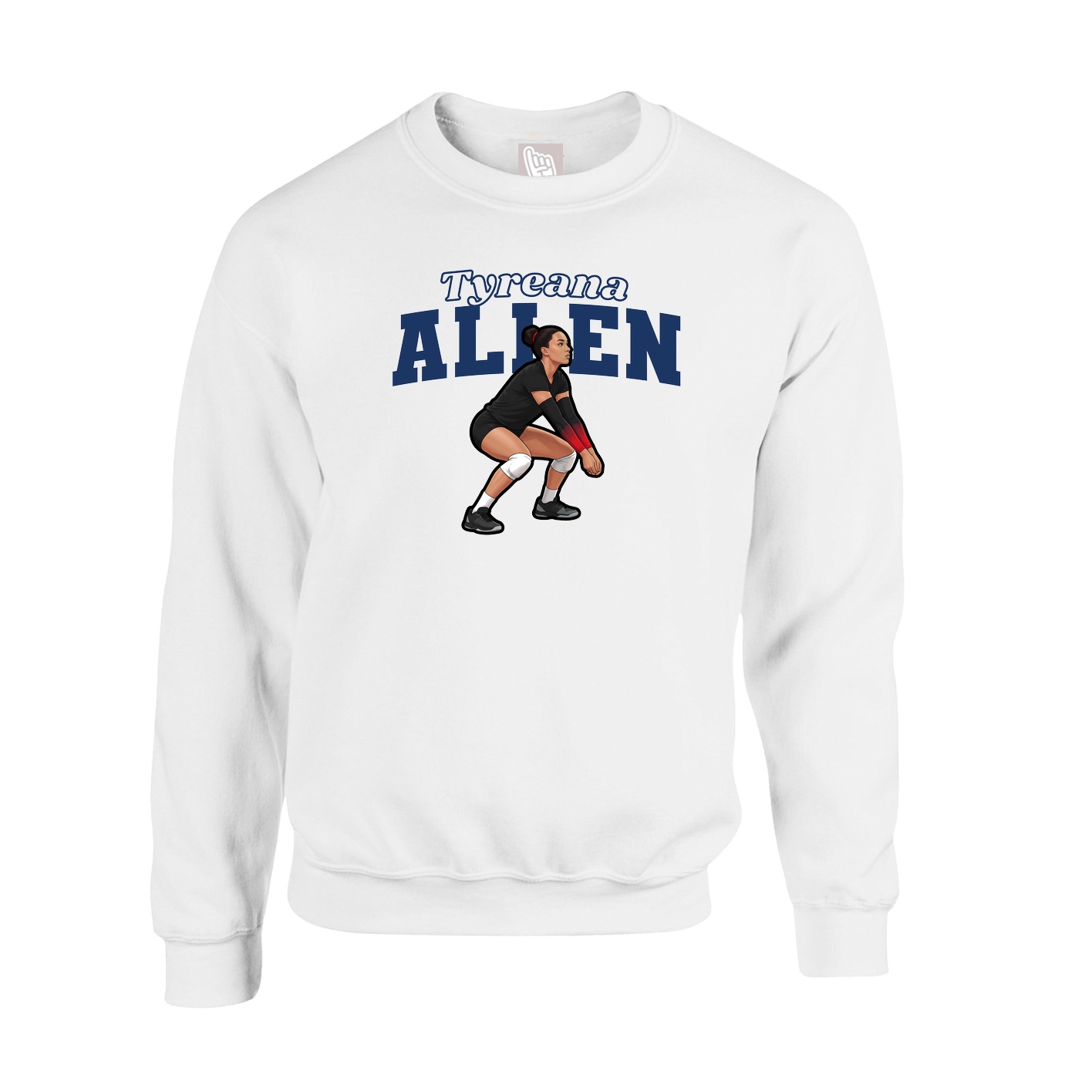 Fleece Crew — Name Arch in White