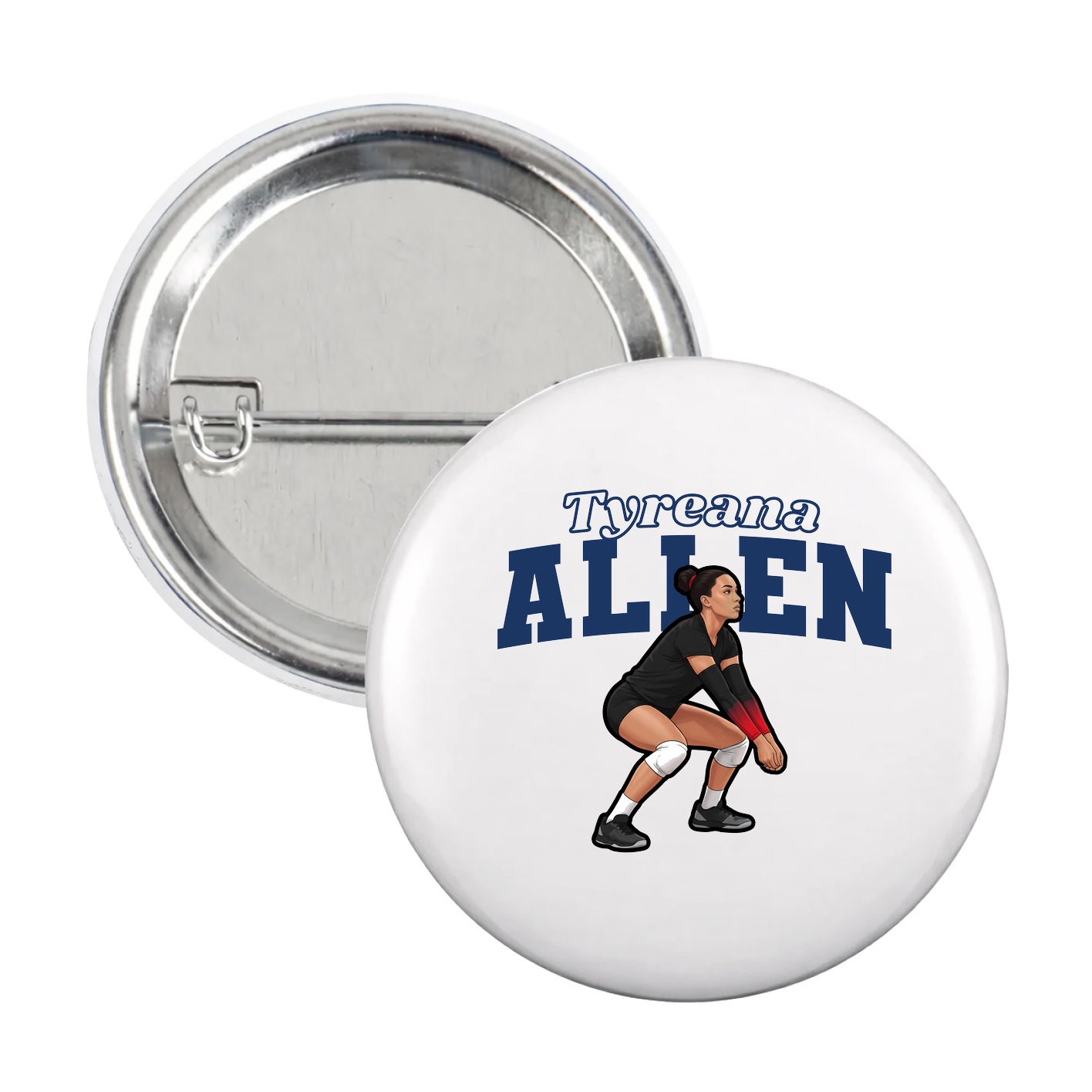 Game Day Button — Name Arch in White