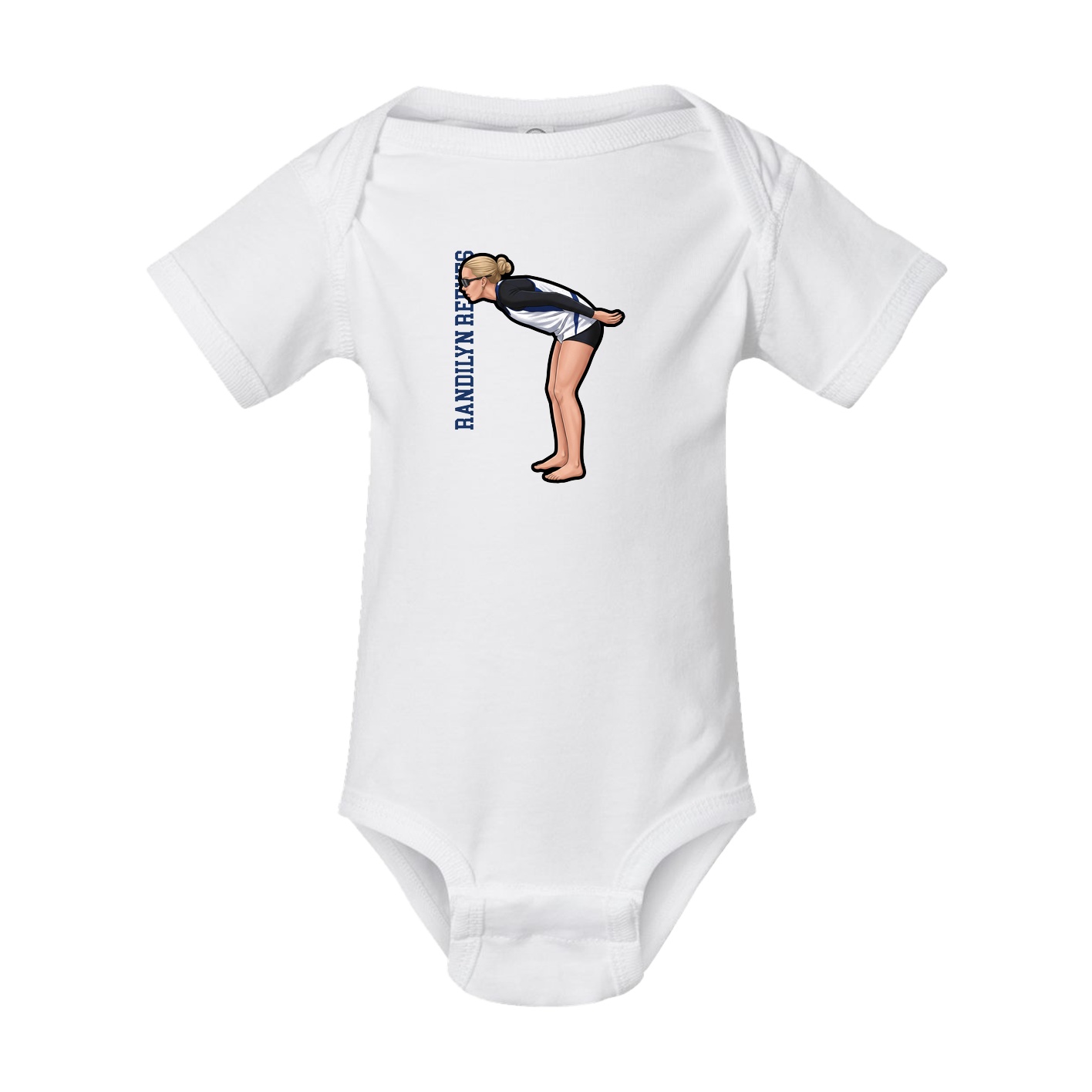 Baby Onesie — Name Vertical in White