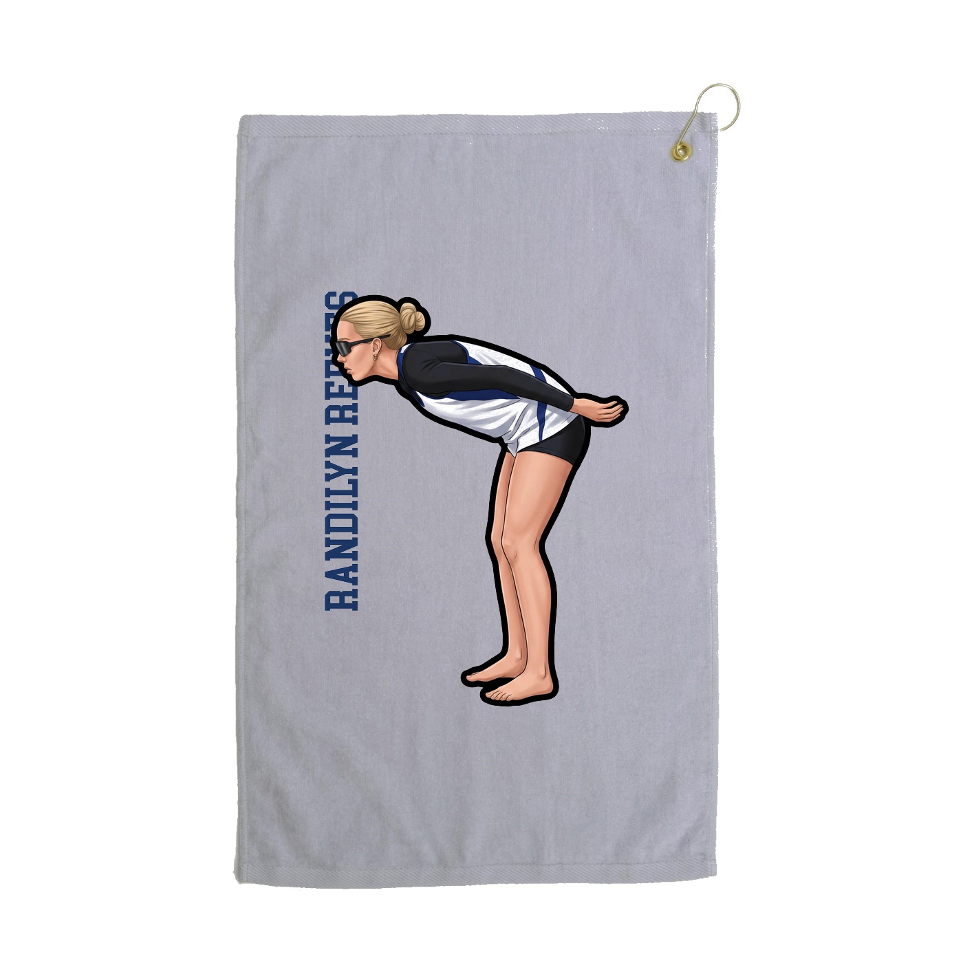 Golf Towel — Name Vertical in Grey