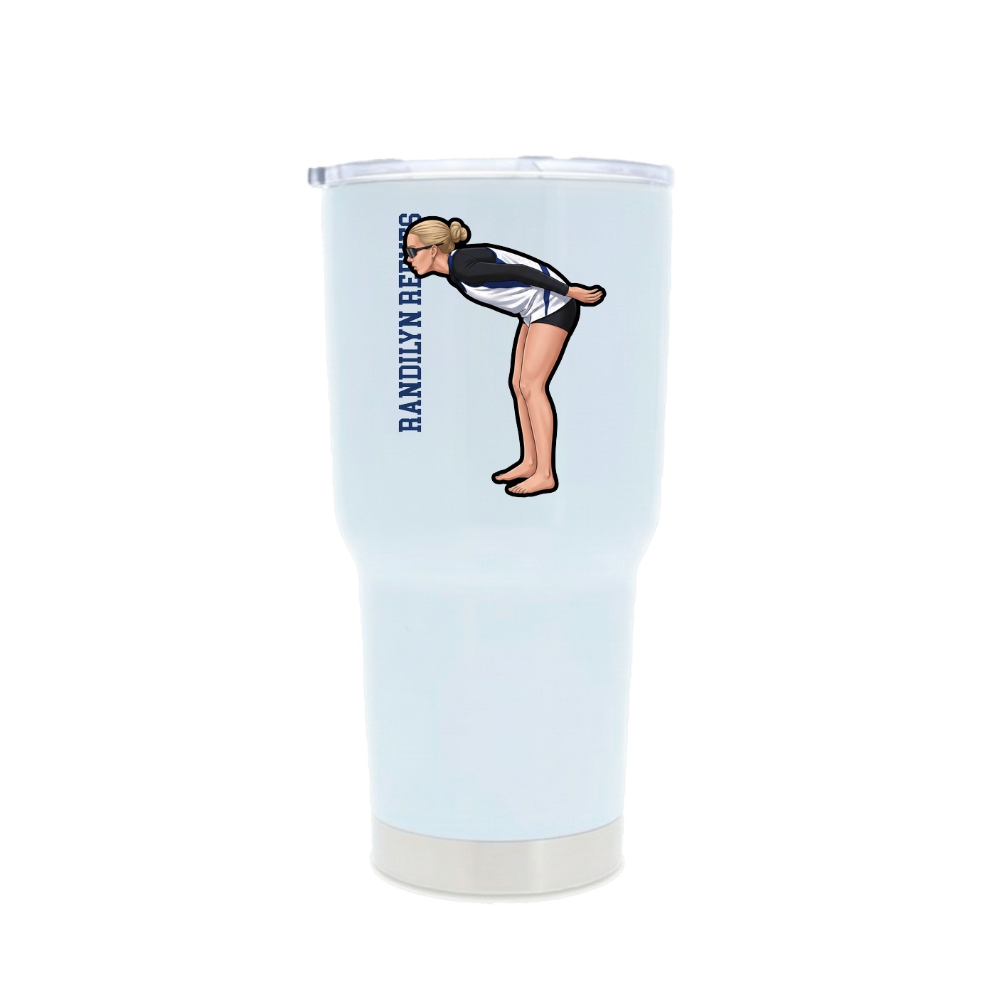 30oz Stainless Steel Tumbler — Name Vertical in White