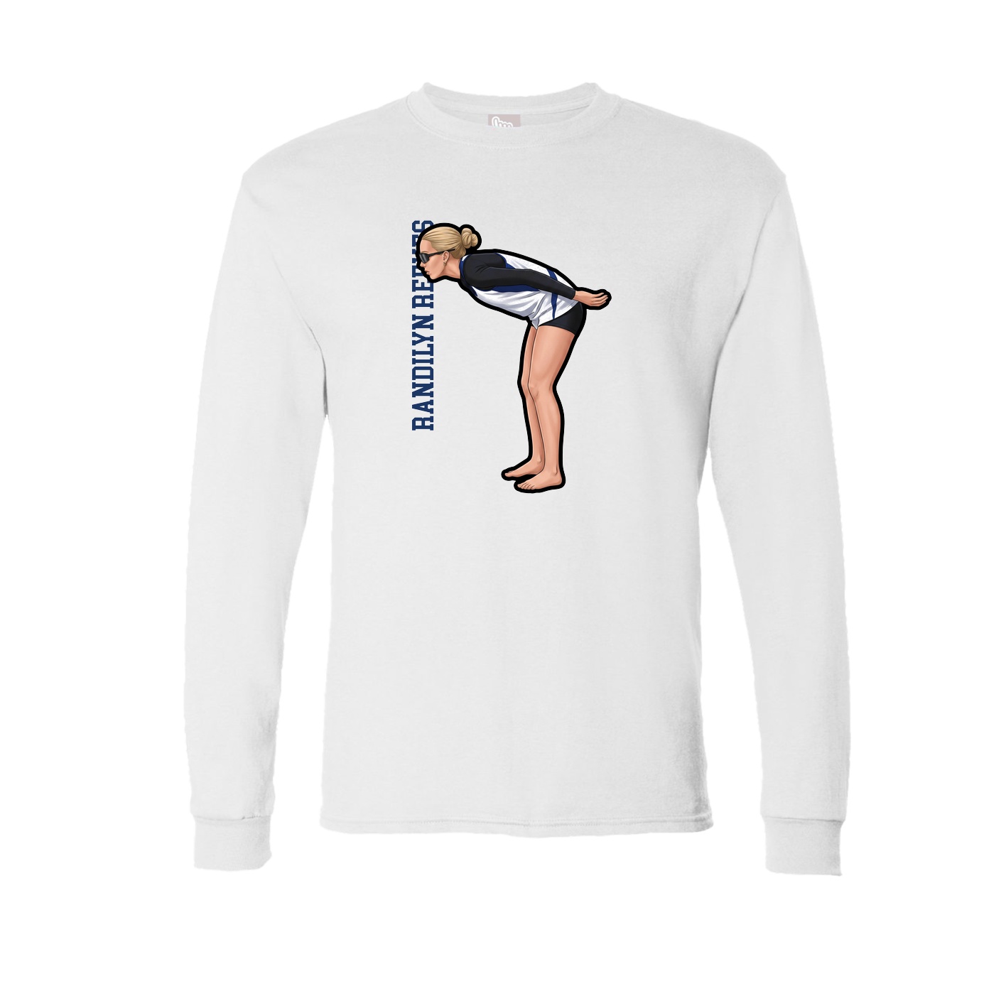 Long Sleeve Tee — Name Vertical in White