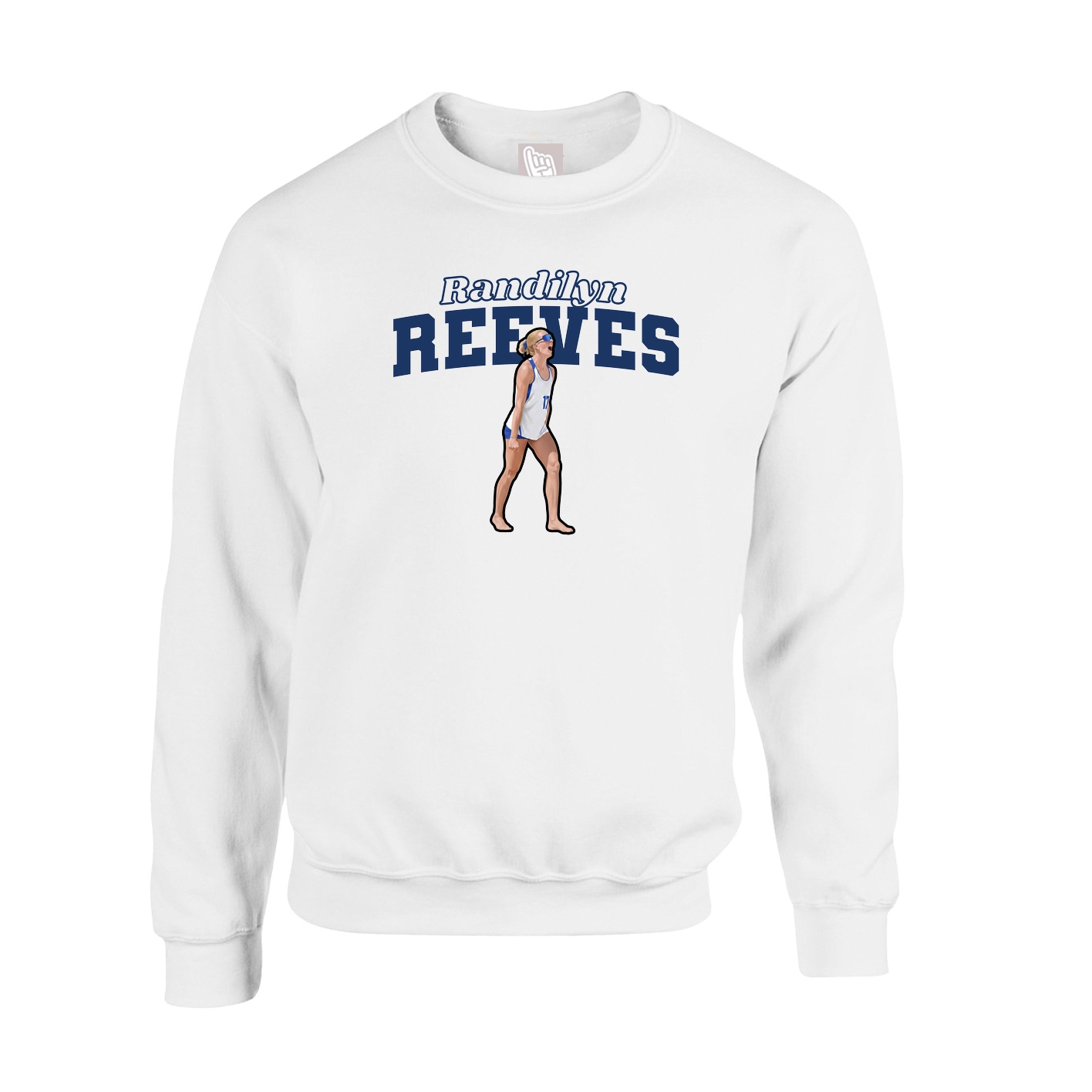 Fleece Crew — Name Arch in White