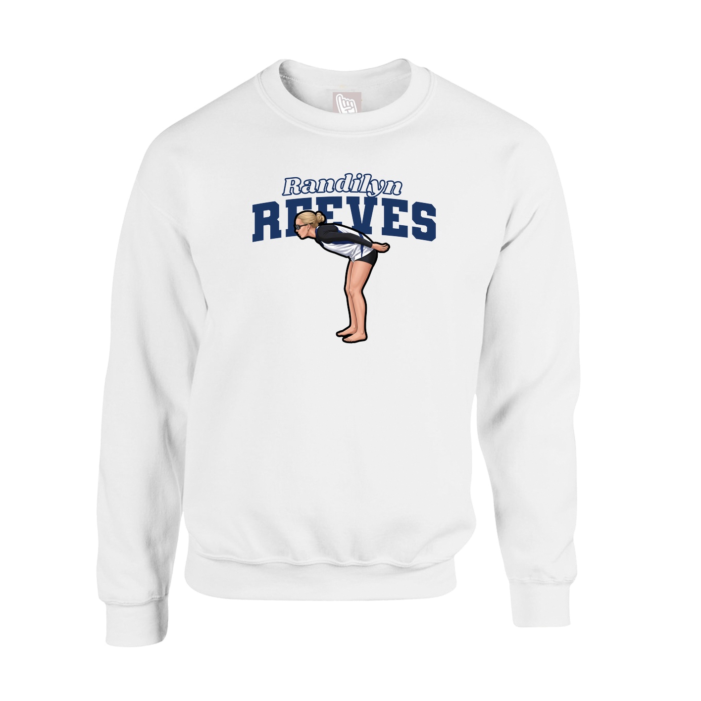 Fleece Crew — Name Arch in White