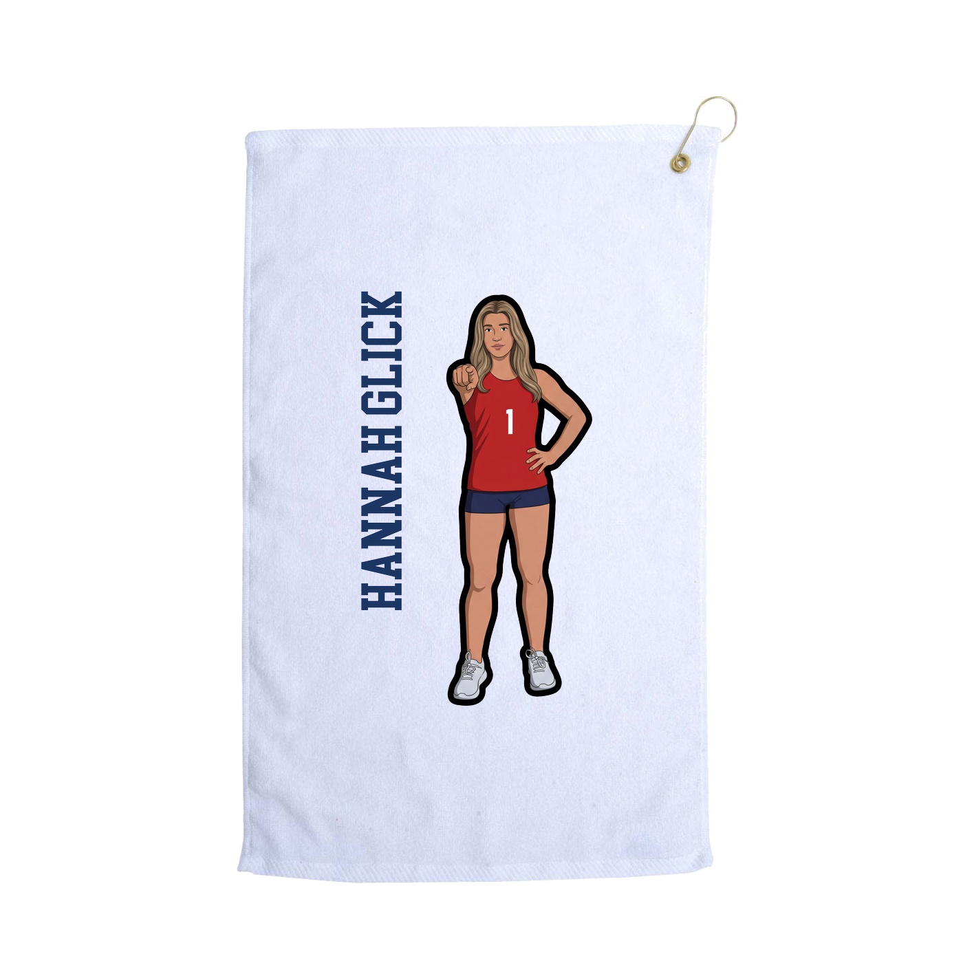 Golf Towel — Name Vertical in White