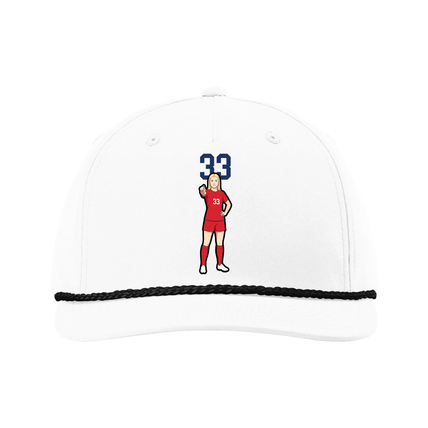 Five-Panel Classic Rope Cap — Number Top in White