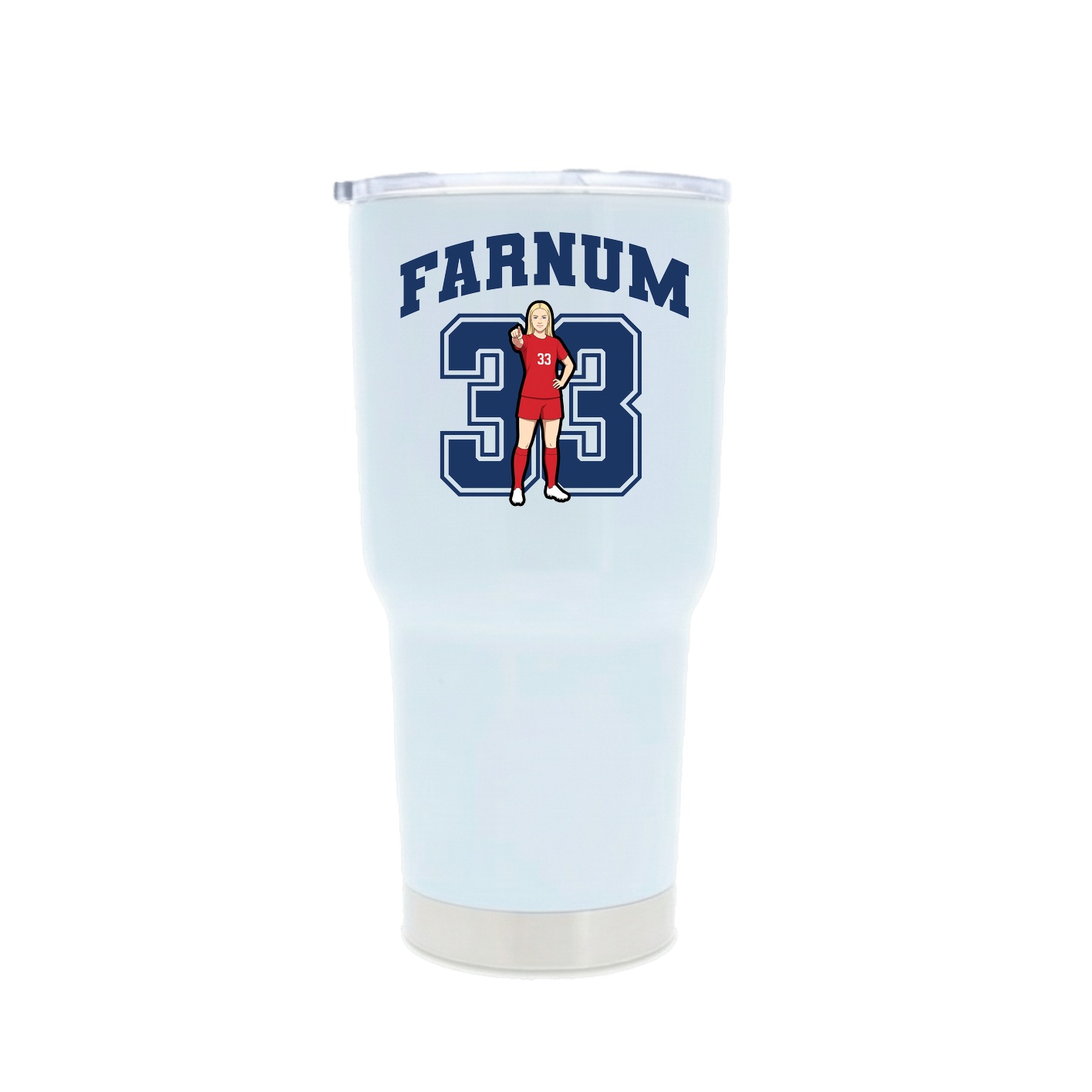 30oz Stainless Steel Tumbler — Number in White