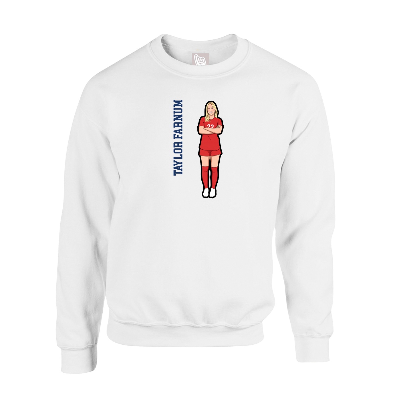 Fleece Crew — Name Vertical in White