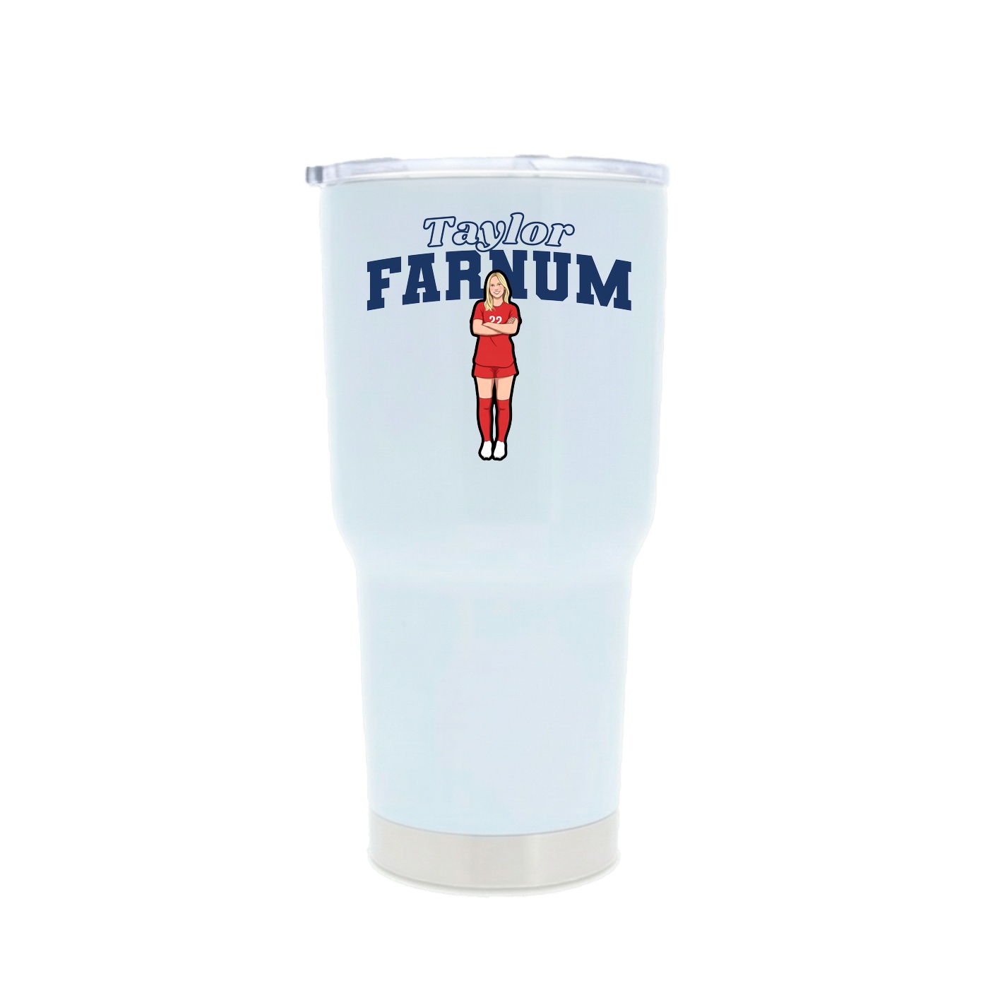 30oz Stainless Steel Tumbler — Name Arch in White